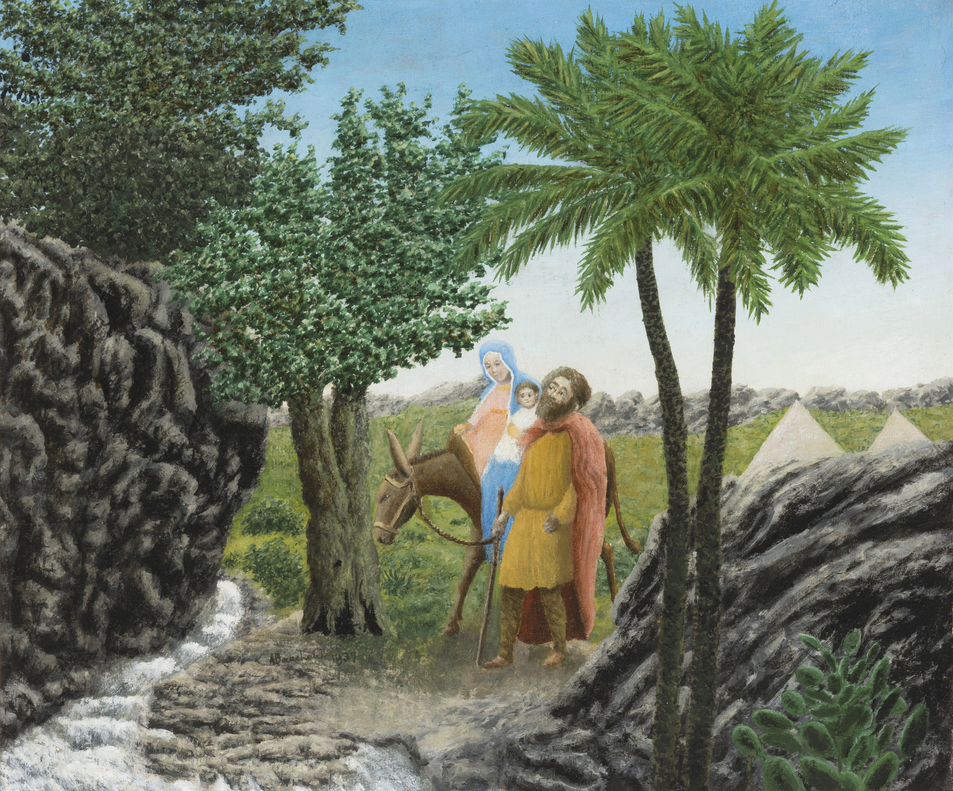 Andre Bauchant、PAYSAGE、海外版超希少レゾネ André Bauchant (1873-1958), La fuite en Egypte | Christie's