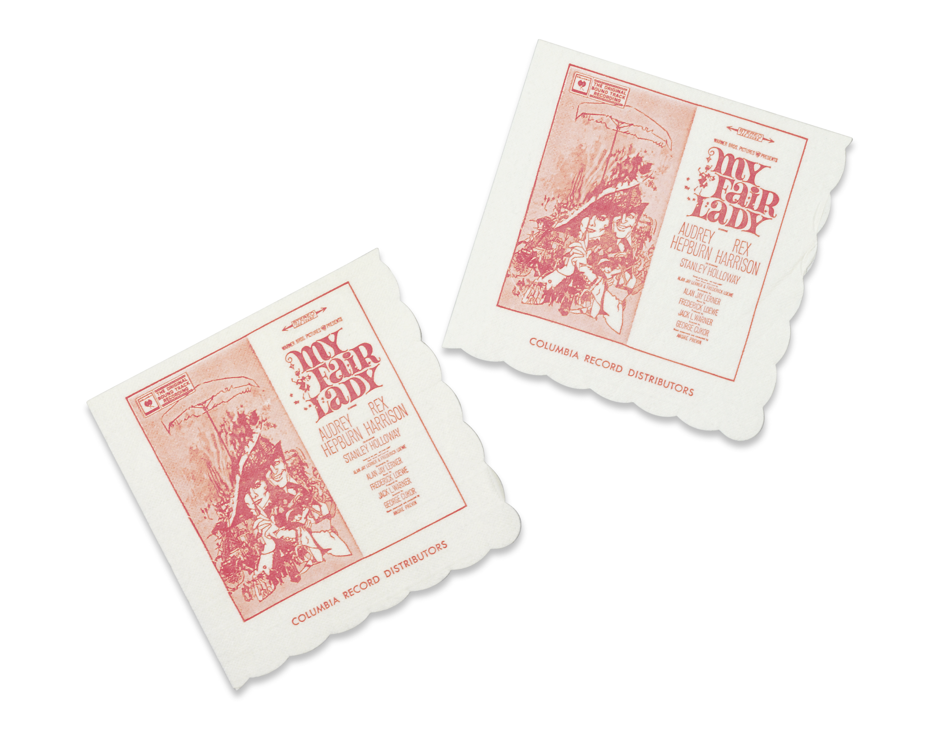 MY FAIR LADY, 1964, TWO PROMOTIONAL COCKTAIL NAPKINS | Christie's