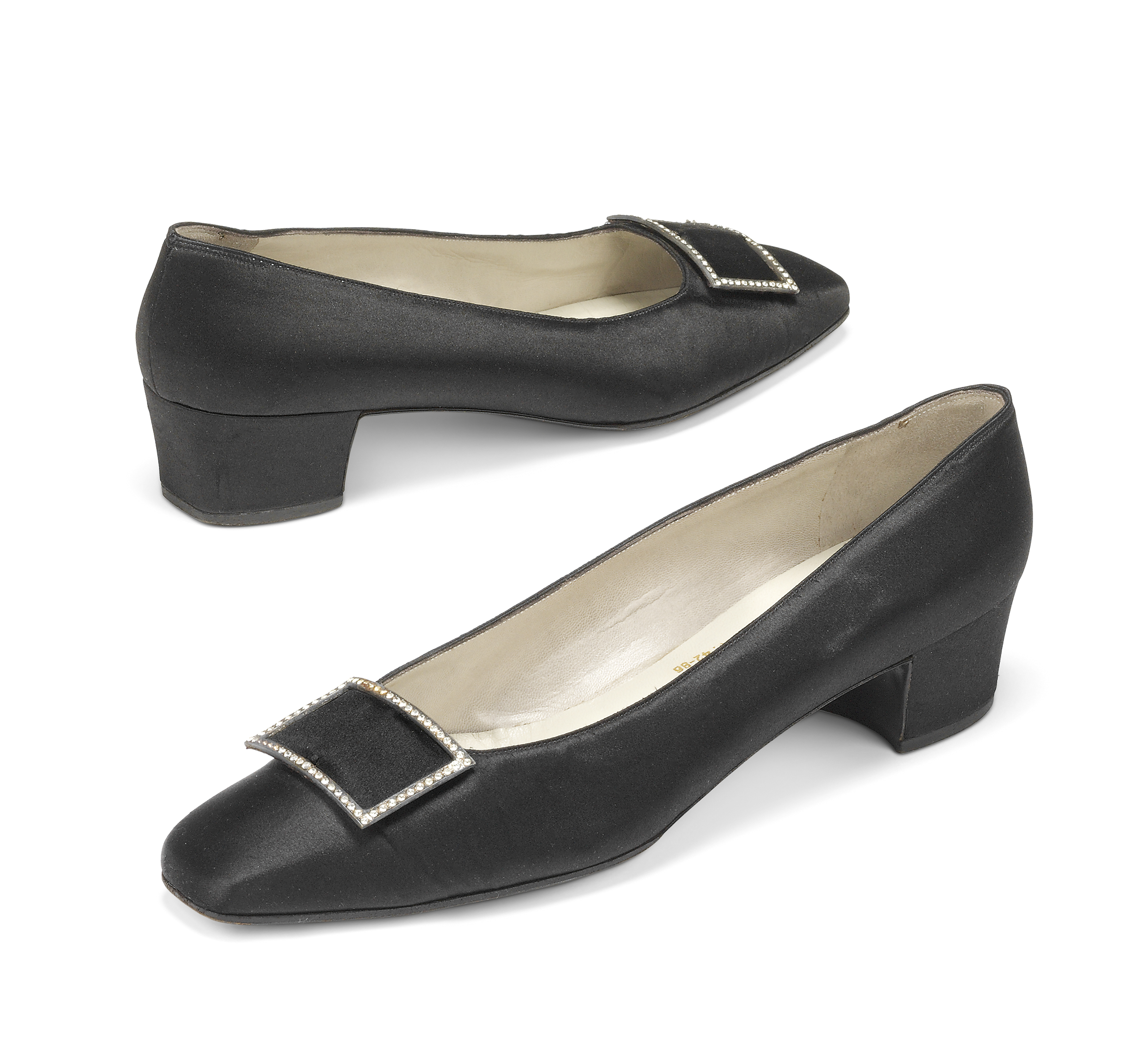 A PAIR OF BLACK SATIN EVENING PUMPS, RENEE MANCINI, 1960s Christie’s