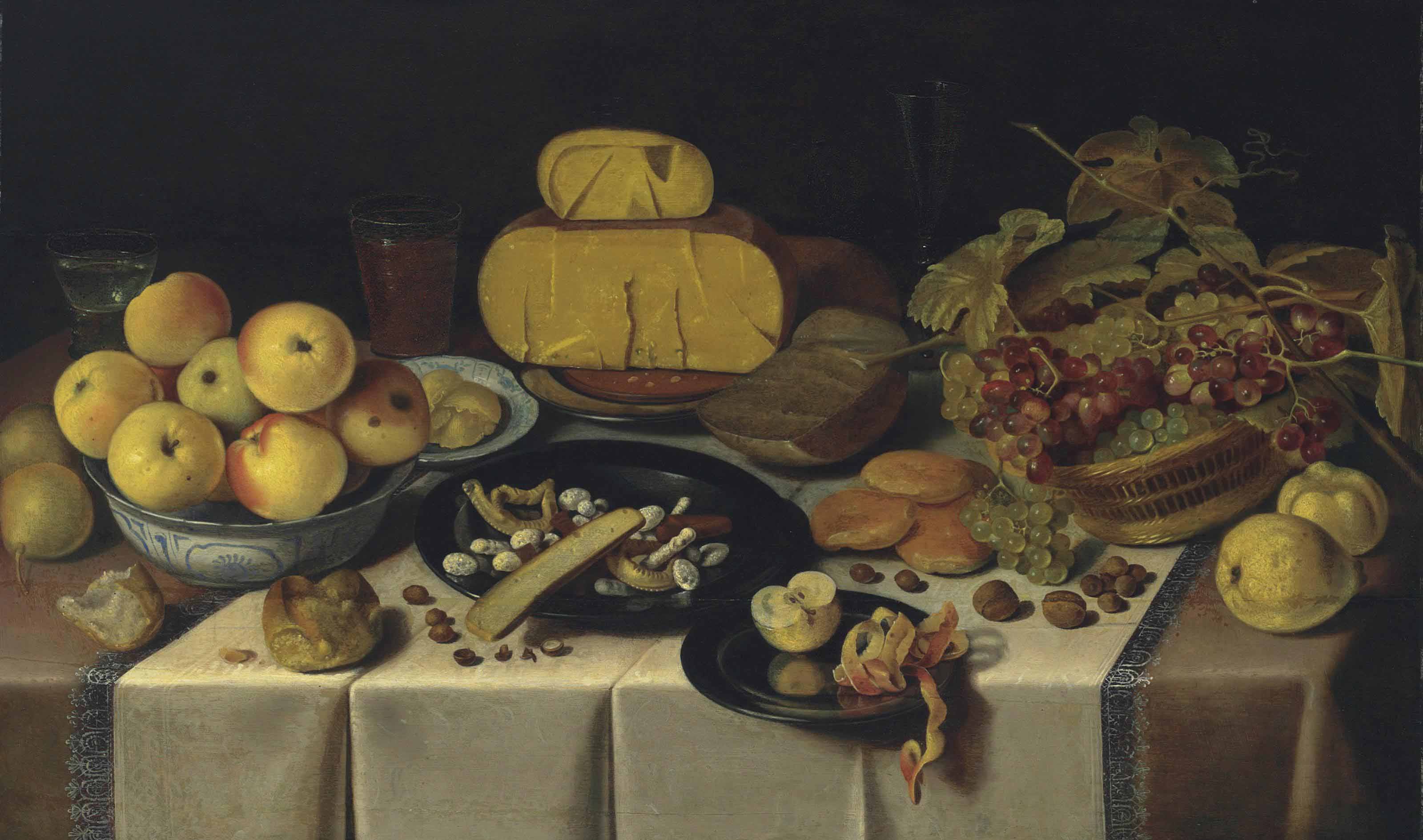 Roelof Koets (active Haarlem 16271654) , A banquet with cheese and