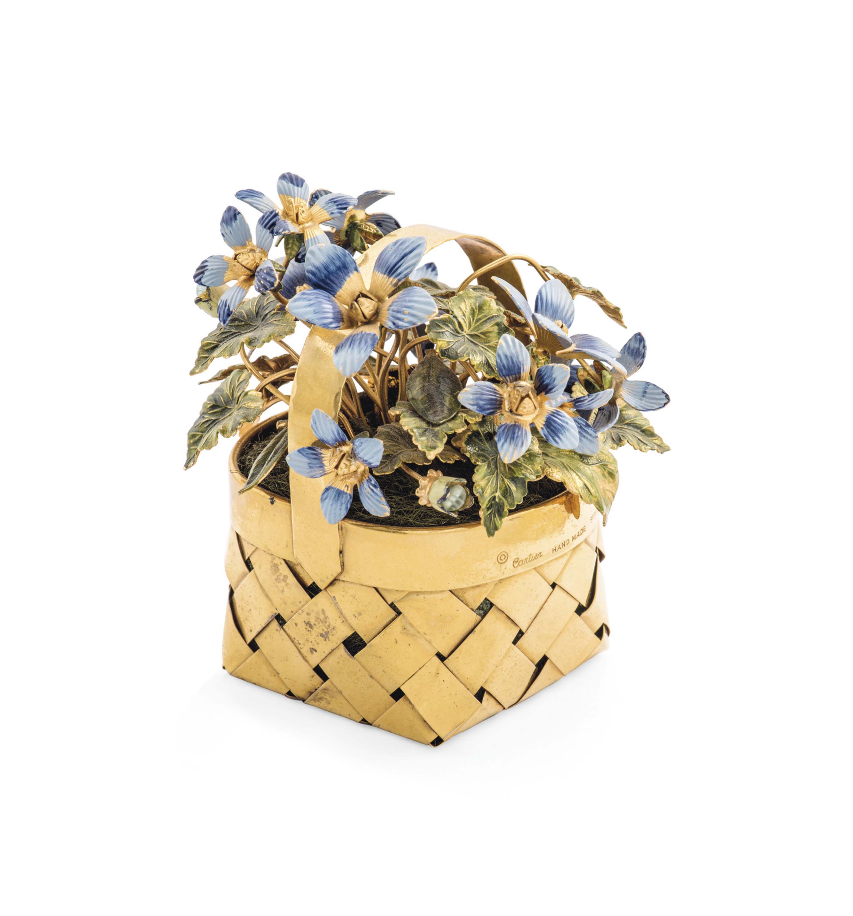 A GILT AND ENAMEL BASKET OF FLOWERS BY CARTIER Christie s