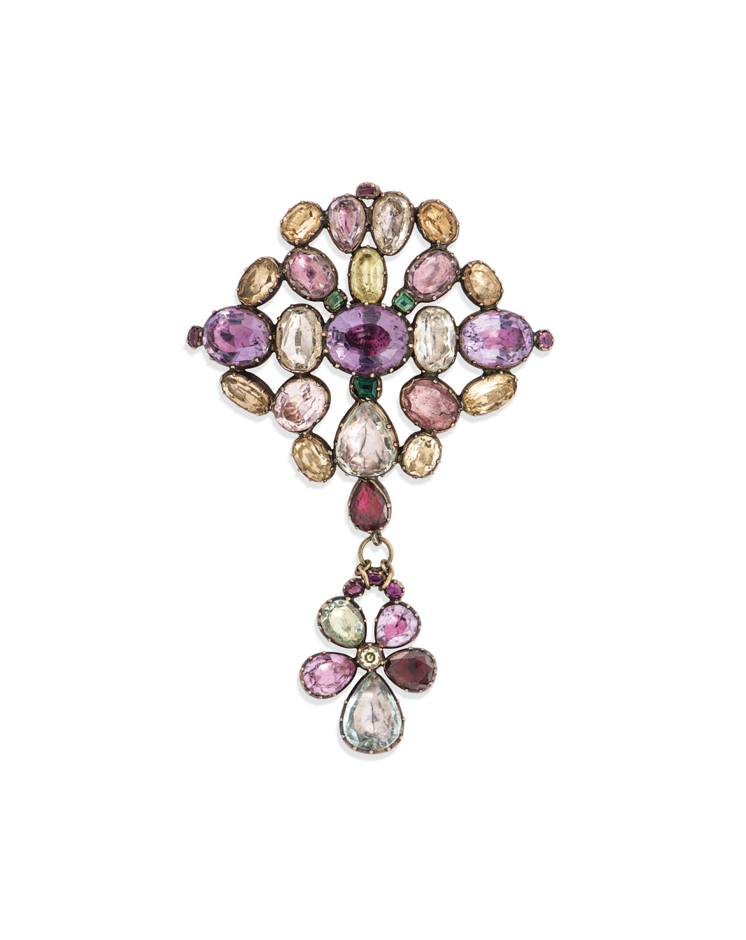 AN EARLY 19TH CENTURY GOLD AND FOILED GEM BROOCH Christie's