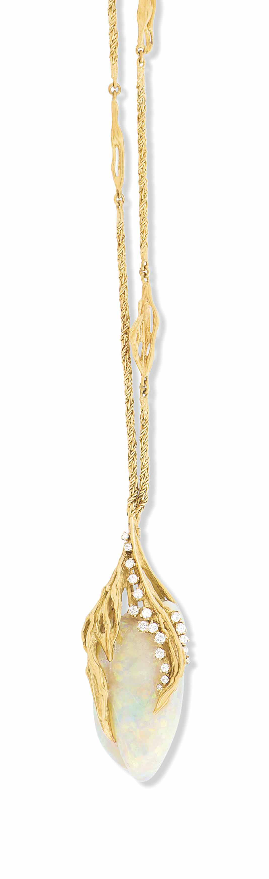 AN OPAL AND DIAMOND PENDANT NECKLACE | Christie's