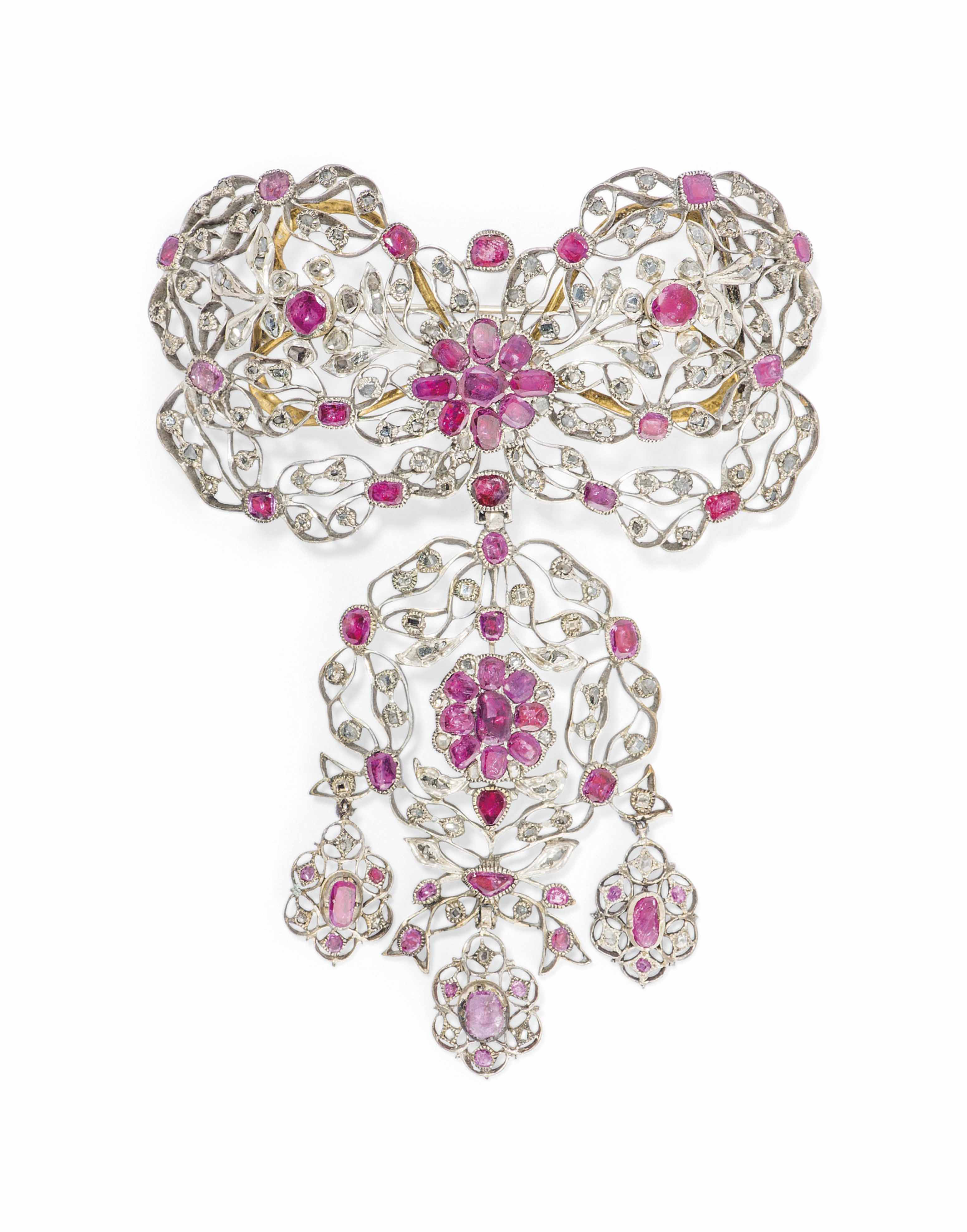 A LATE 18TH CENTURY RUBY AND DIAMOND STOMACHER BROOCH Christie's