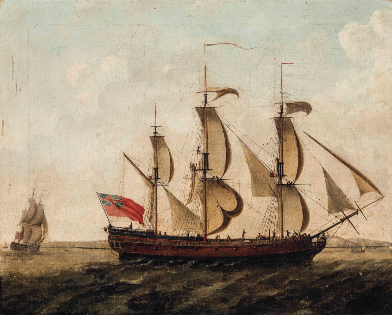 francis-holman-1729-1790-an-east-indiaman-in-two-positions-off-the