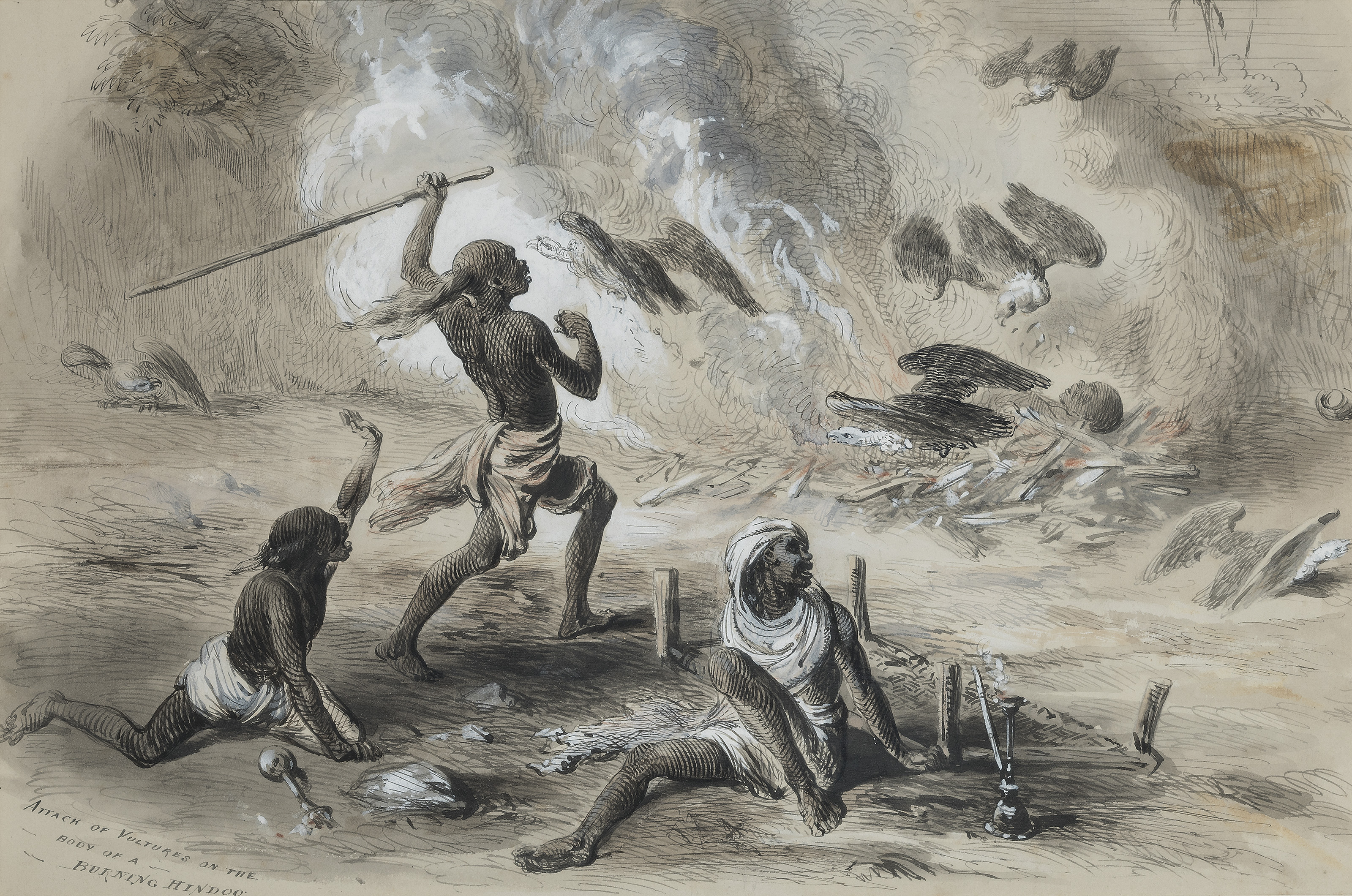 English School, c. 1858 , Washing Elephants; The Elephant Gun; Shooting