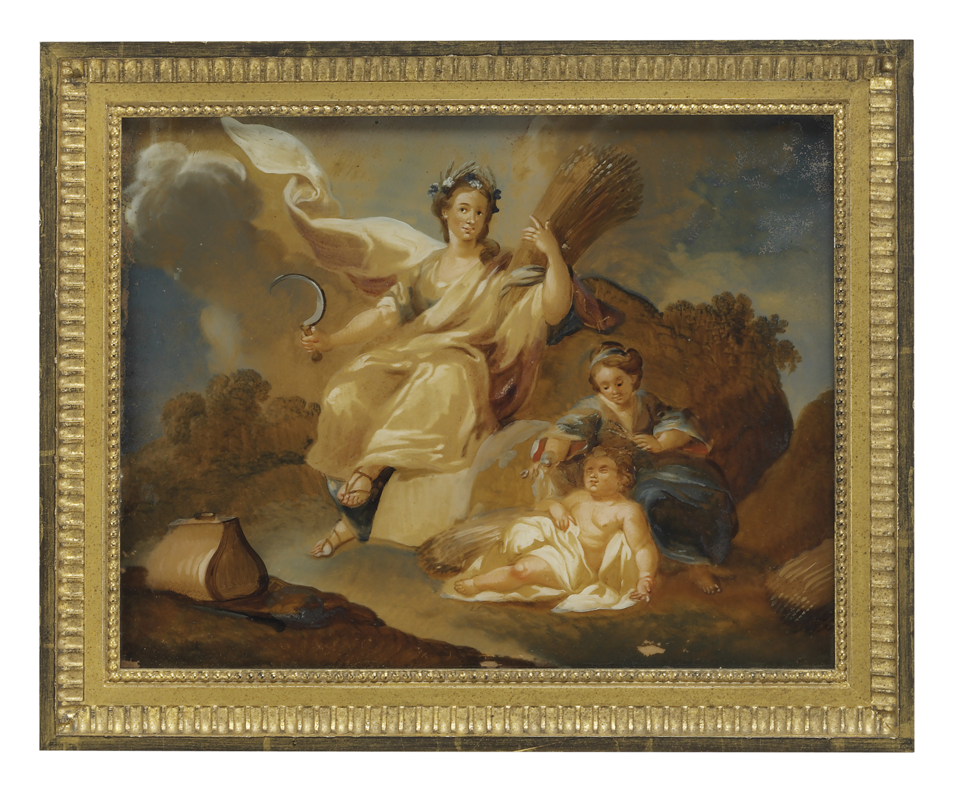 A Set Of Four George Iii Reverse Glass Paintings Personifying The