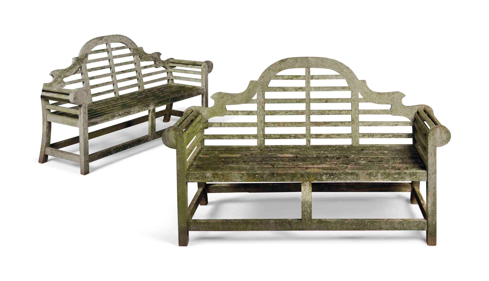 A PAIR OF TEAK GARDEN BENCHES