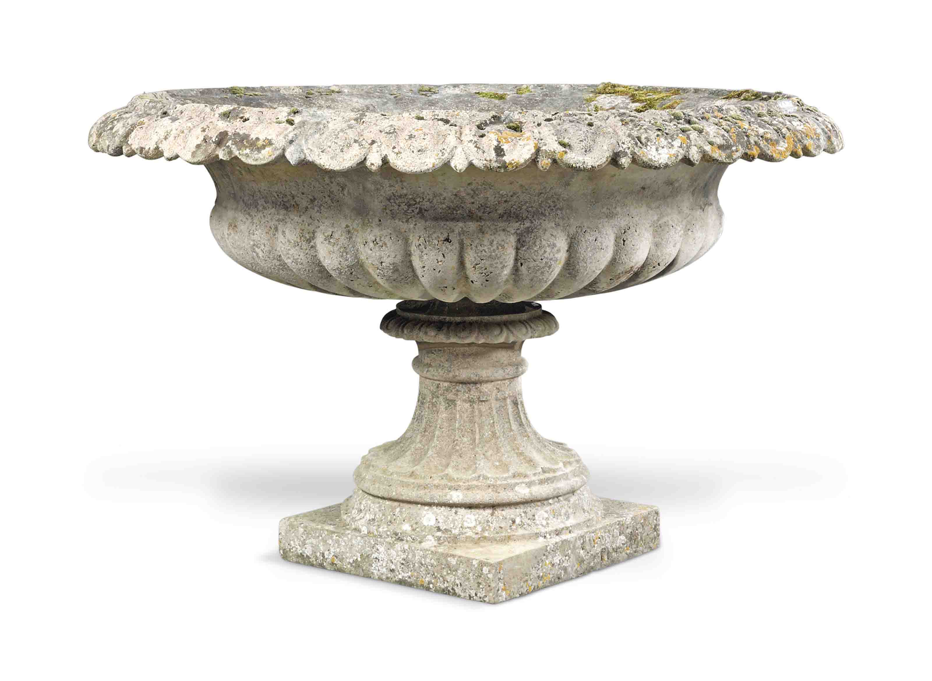 A VICTORIAN ARTIFICIAL STONE GARDEN URN