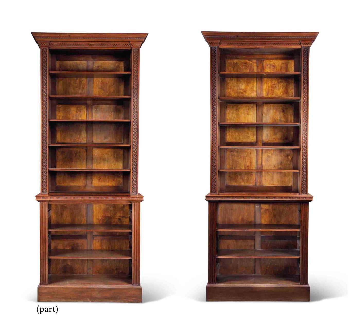 A PAIR OF TALL MAHOGANY BOOKCASES, EARLY 20TH CENTURY AND ADAPTED