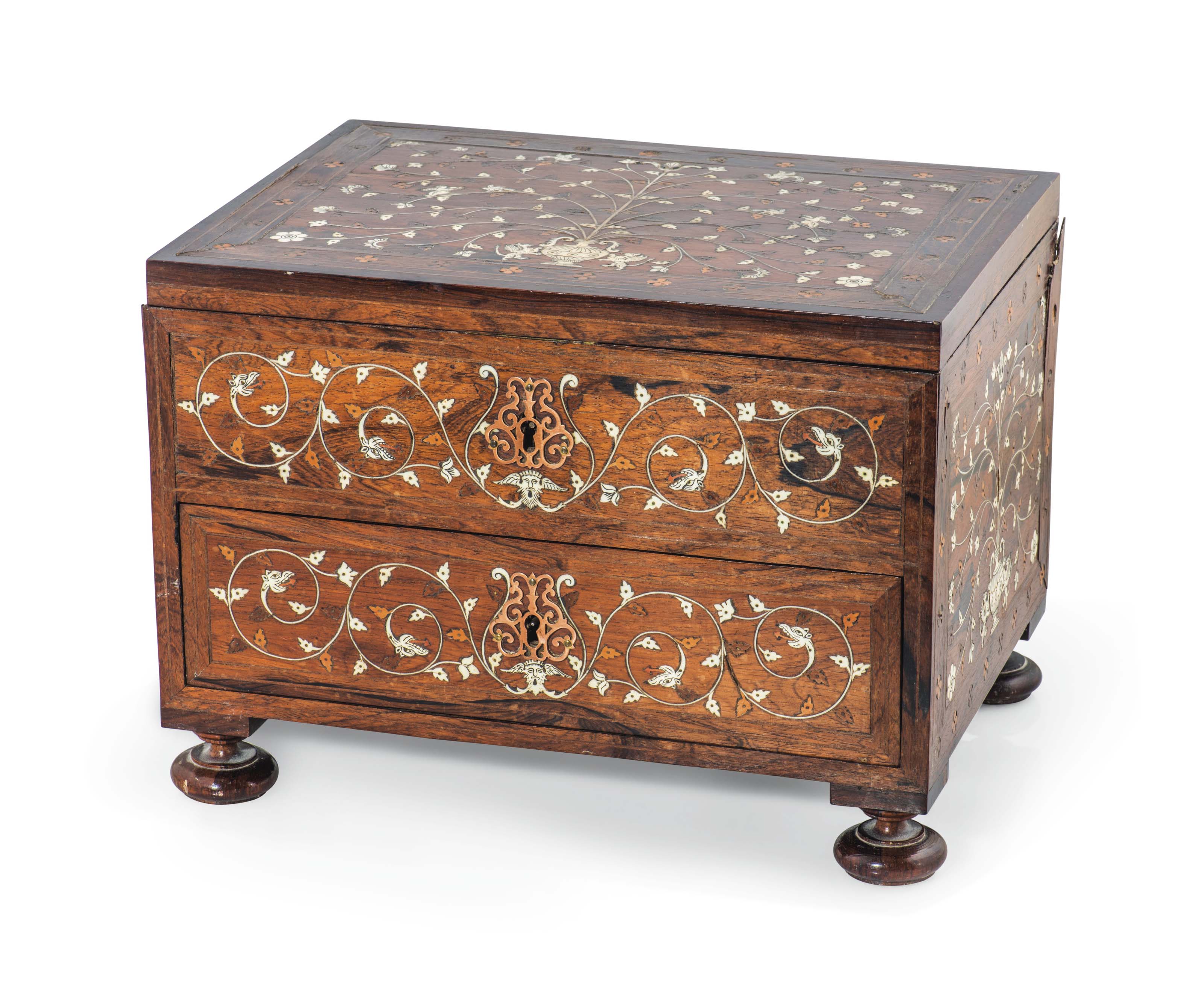 AN INDOPORTUGUESE IVORY INLAID ROSEWOOD TABLE , 18TH CENTURY