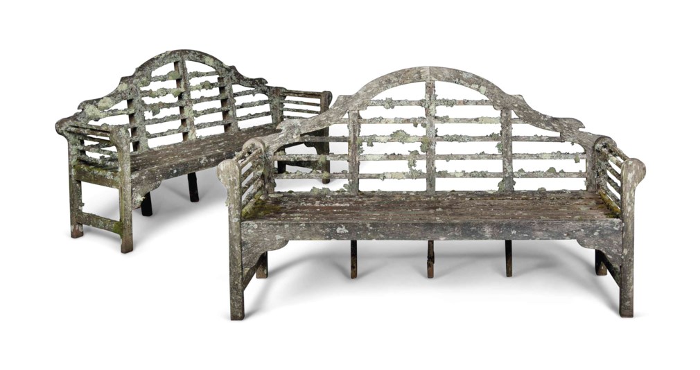 A PAIR OF TEAK GARDEN BENCHES