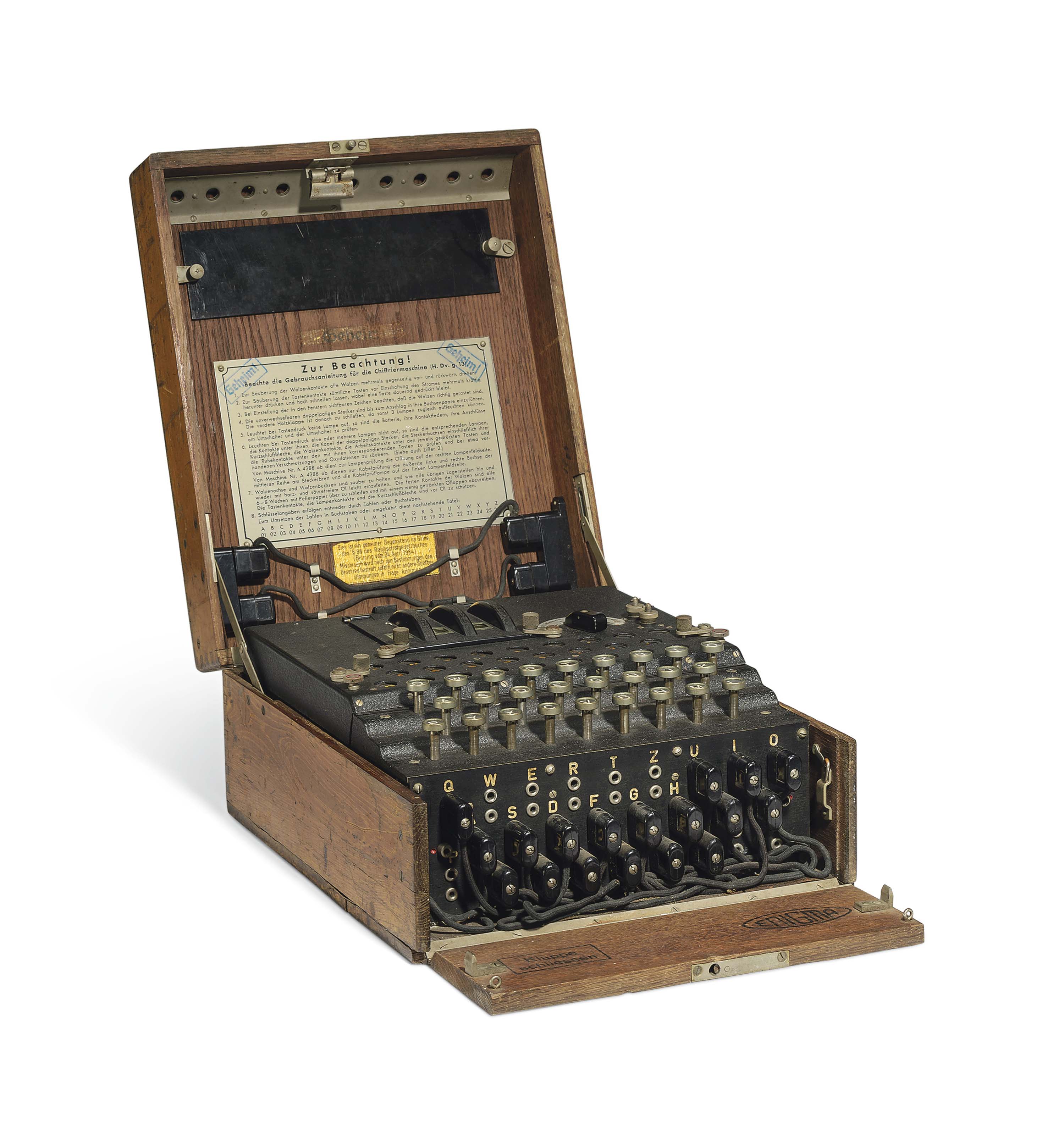 'ENIGMA' Cipher Machine A threerotor Enigma machine, num