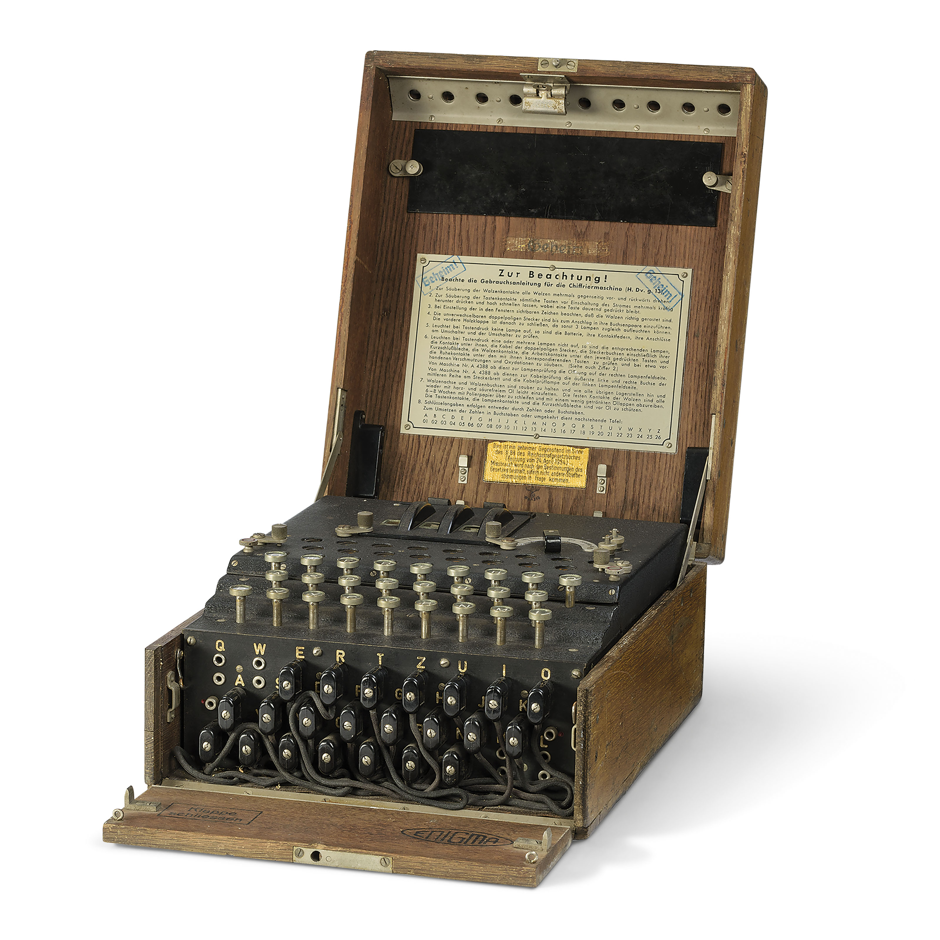 A three-rotor Enigma cipher machine, Heimsoeth and Rinke, circa 1937, sold for £93,750 on 27 April 2017 at Christie's in London