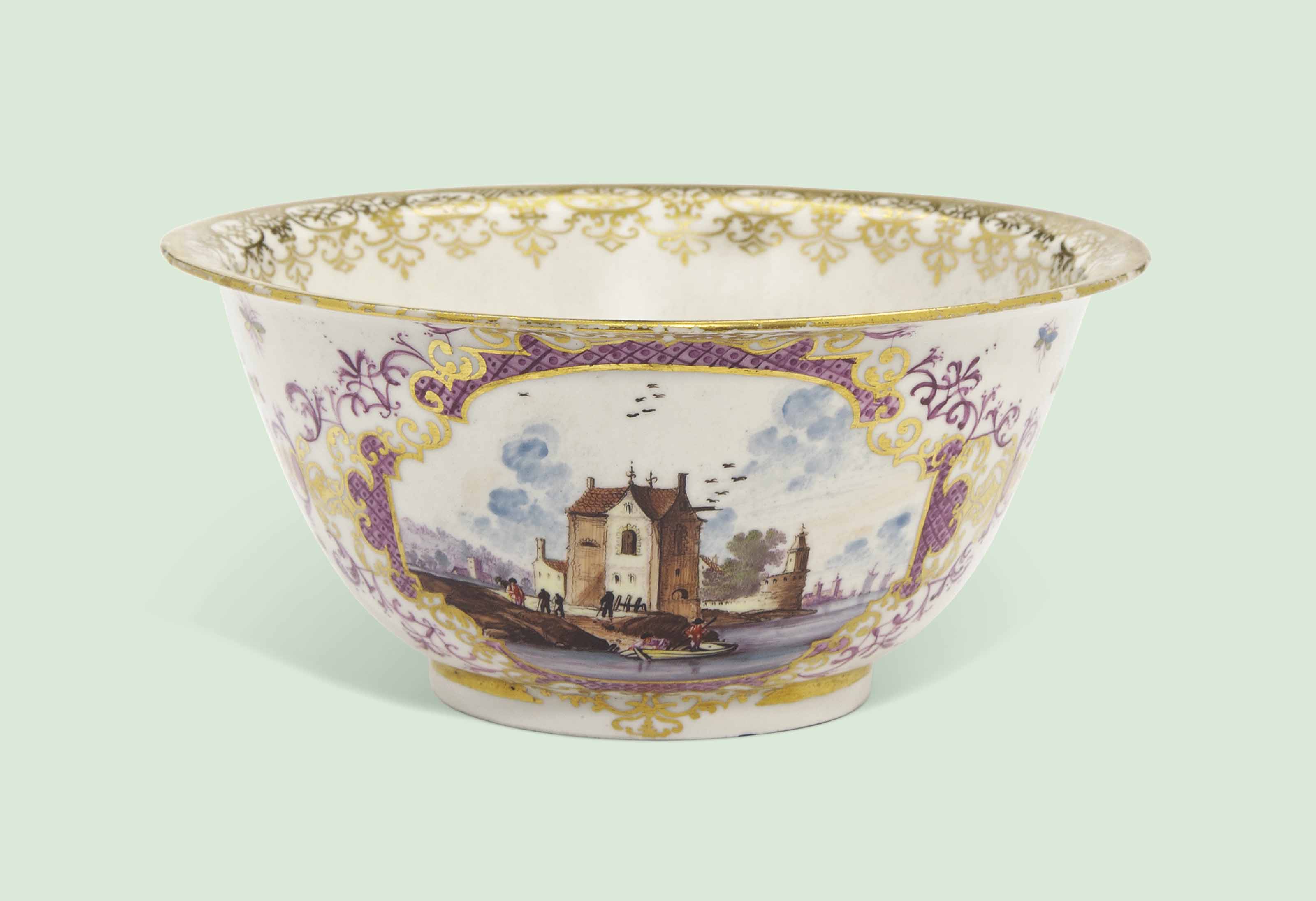A MEISSEN SLOP BOWL CIRCA 1730 GILDER #39 S 52 DREHER #39 S TWO DOT MARK