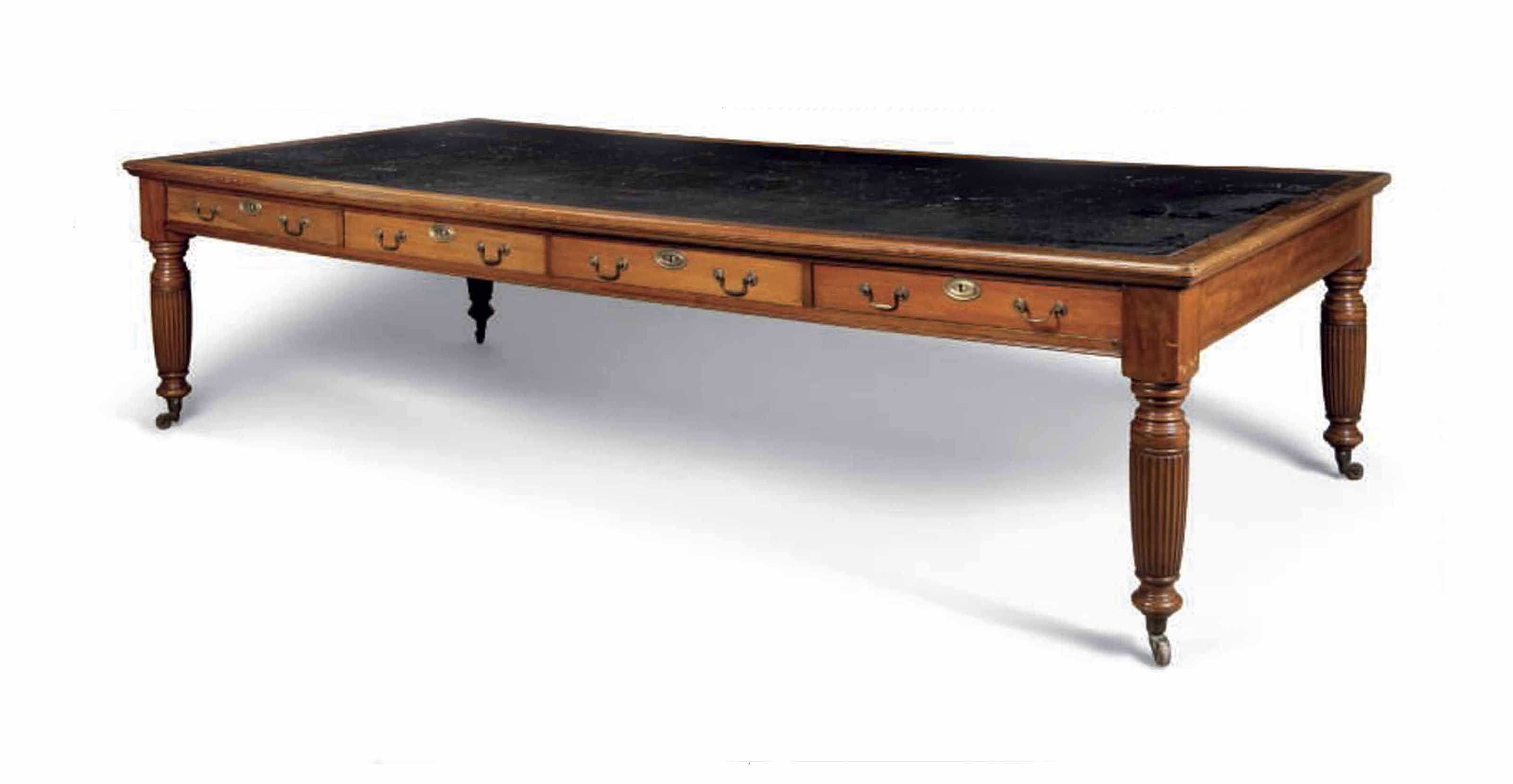 A LARGE REGENCY STYLE MAHOGANY LIBRARY TABLE LATE 19TH EARLY 20TH