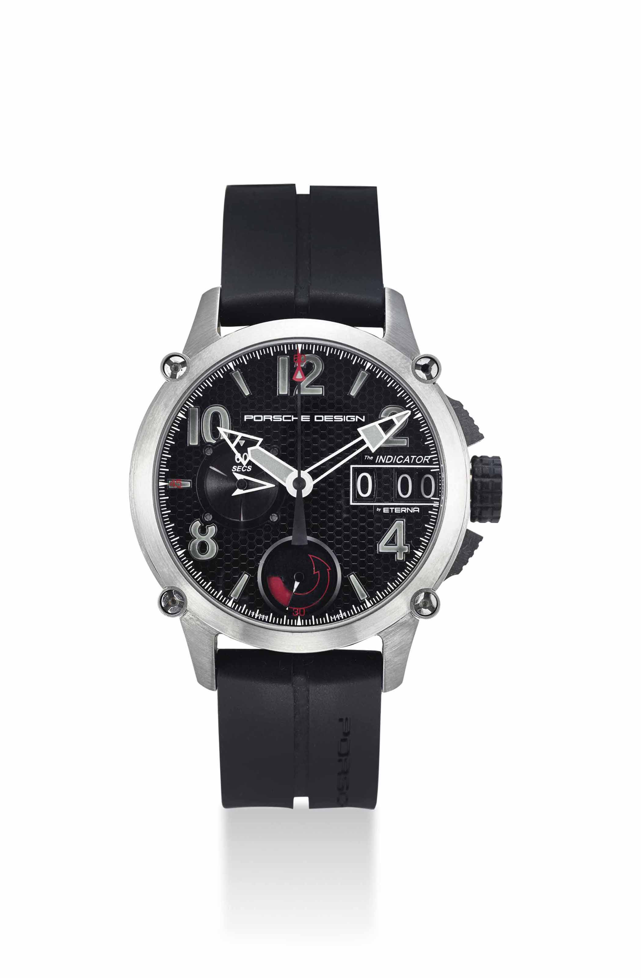 PORSCHE DESIGN. A RARE AND UNUSUAL TITANIUM AUTOMATIC CHRONOGRAP