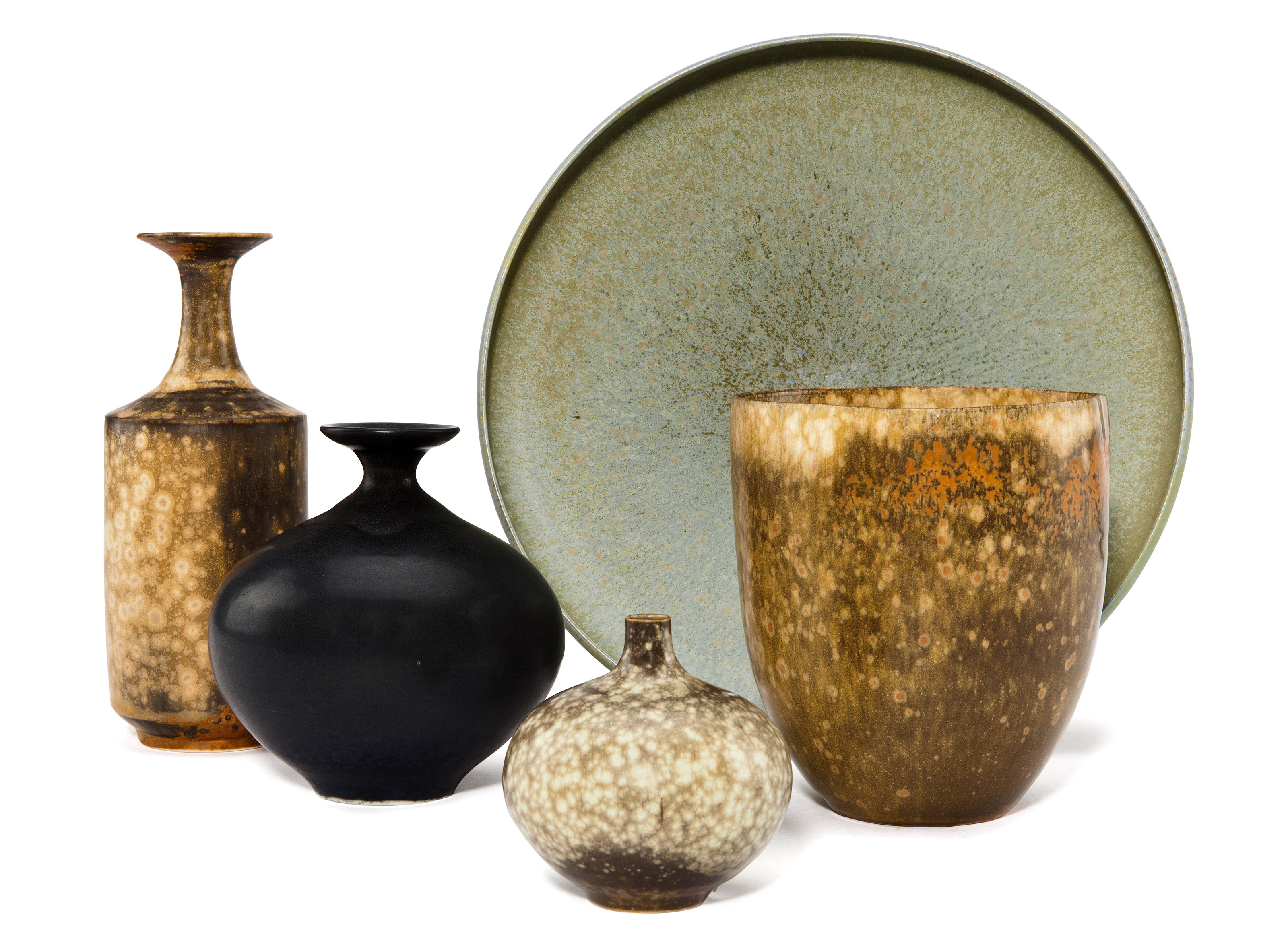 Catalog image of FOUR PORCELAIN VASES AND A LARGE DISH