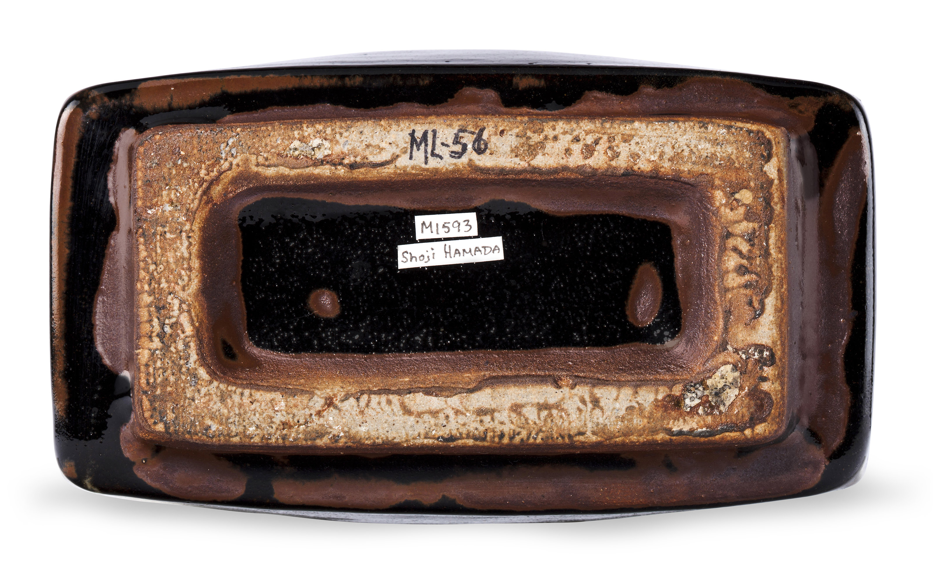 HAMADA SHOJI (1894 - 1978), A FLATTENED RECTANGULAR BOTTLE VASE