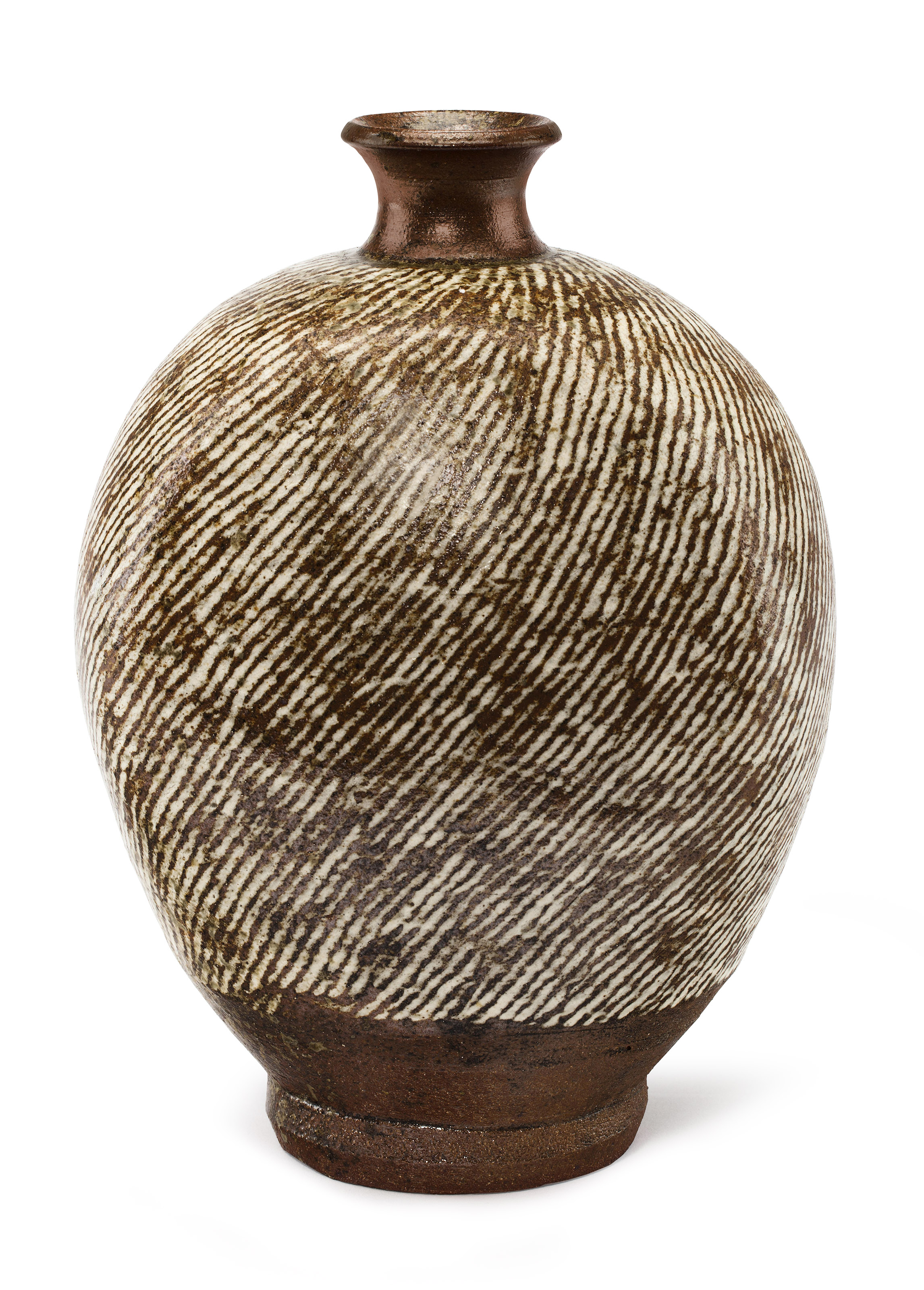 HAMADA SHOJI (1894 - 1978), A STONEWARE VASE WITH TENMOKU