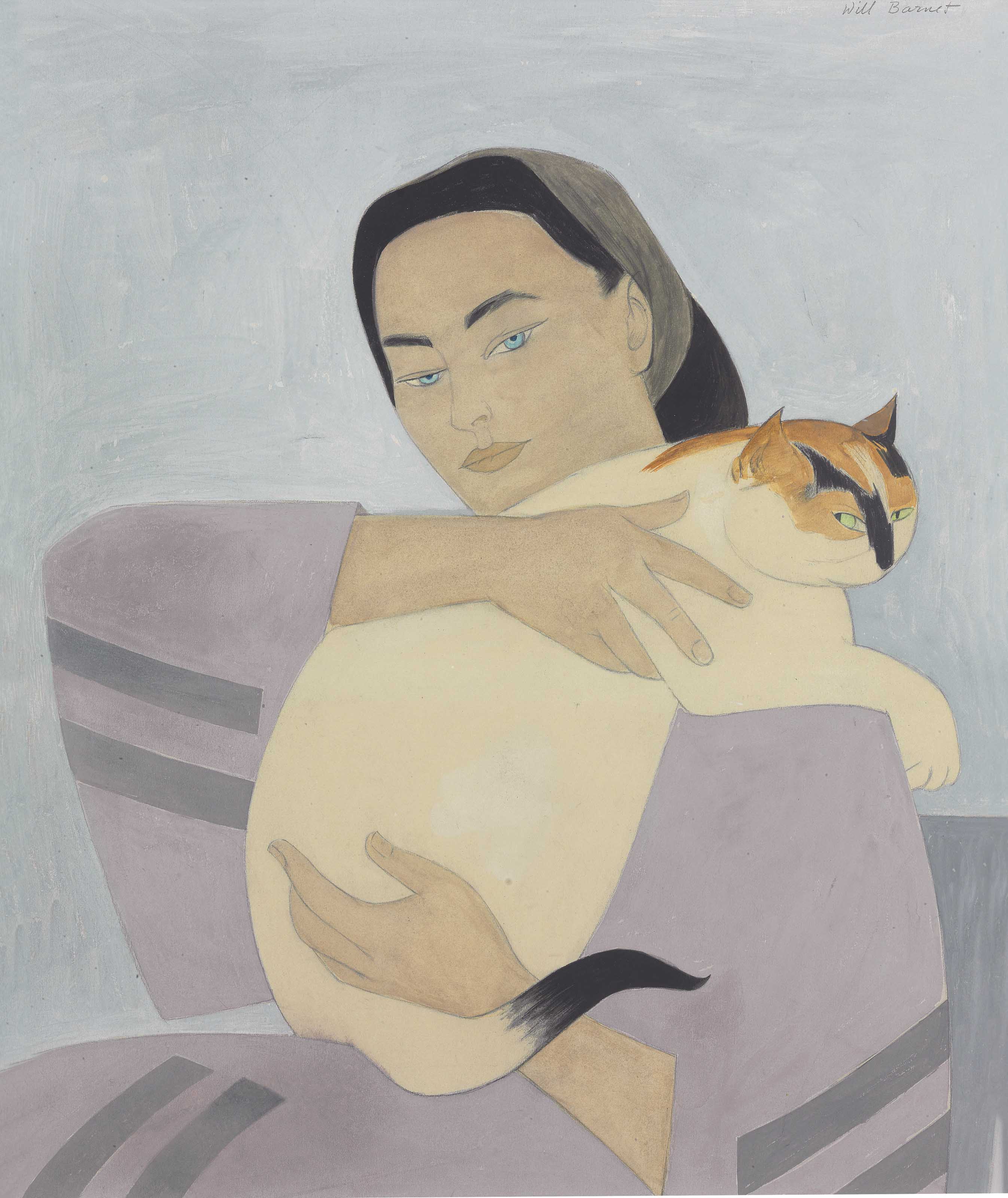 Will Barnet (1911-2012), Young Woman with Cat | Christie's