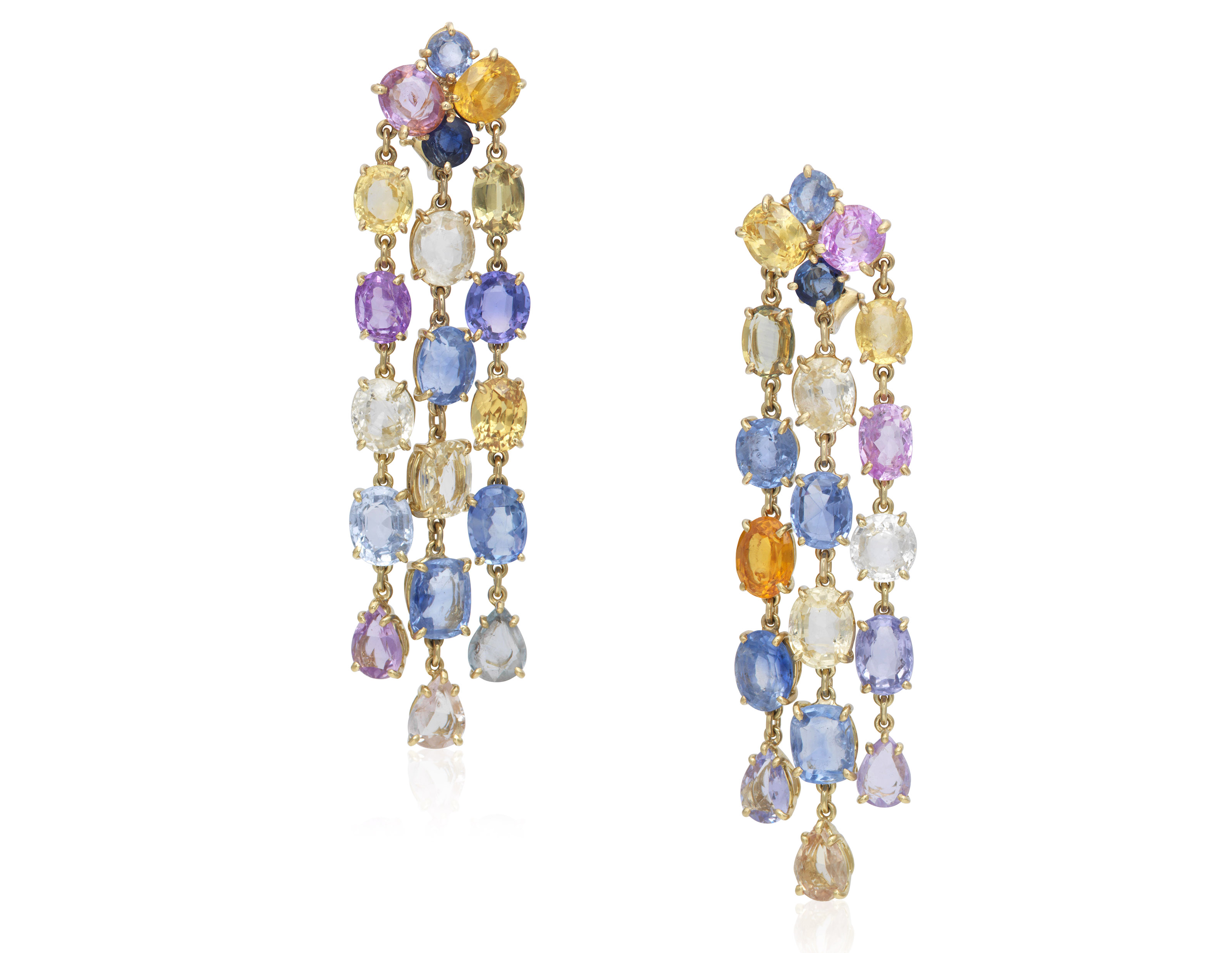 Multi colored sapphire earrings clearance