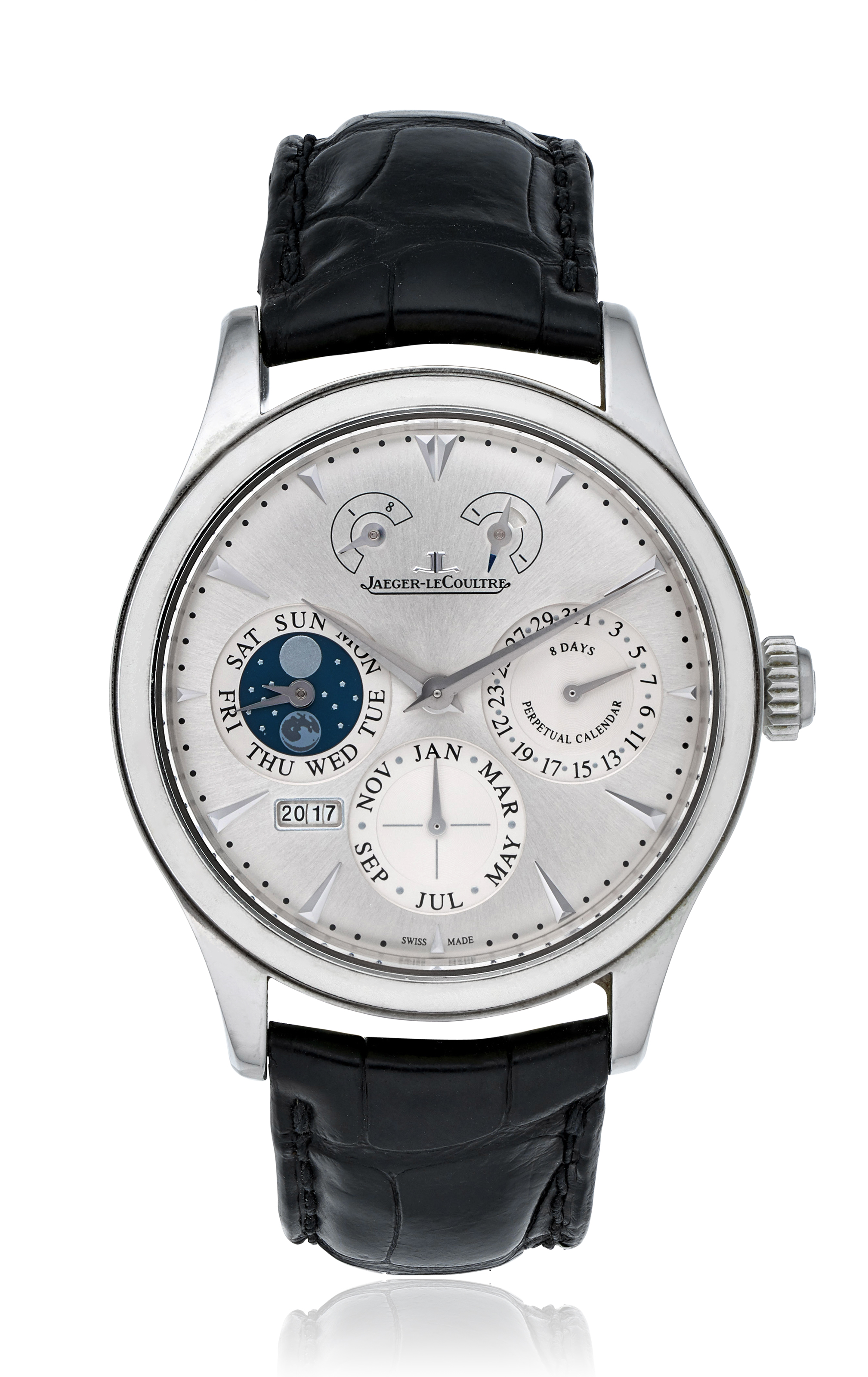 JAEGERLECOULTRE, PERPETUAL CALENDAR WRISTWATCH WITH MOON PHASES