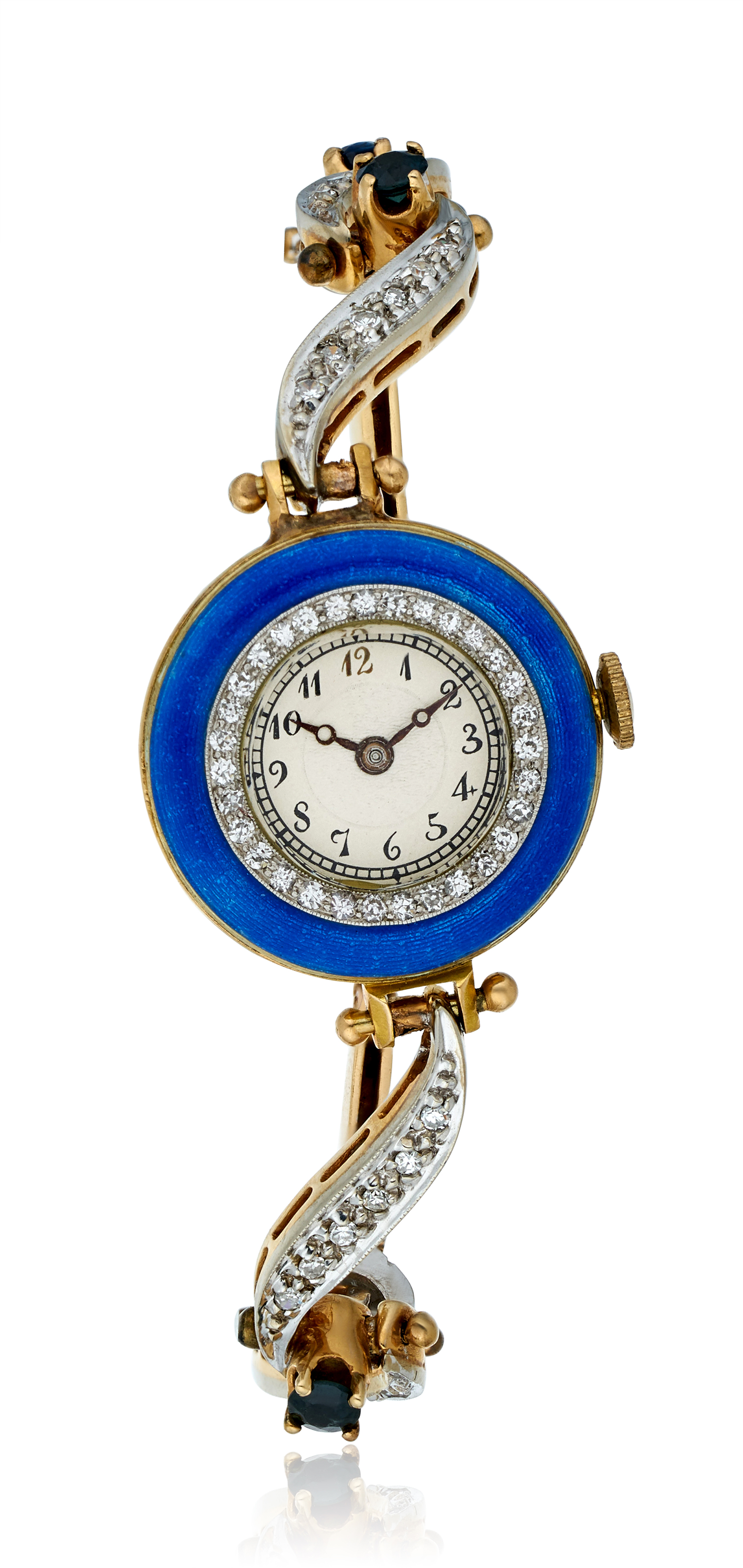 Catalog image of ED KOEHN, LADIES GOLD, ENAMEL & DIAMOND BRACELET WATCH