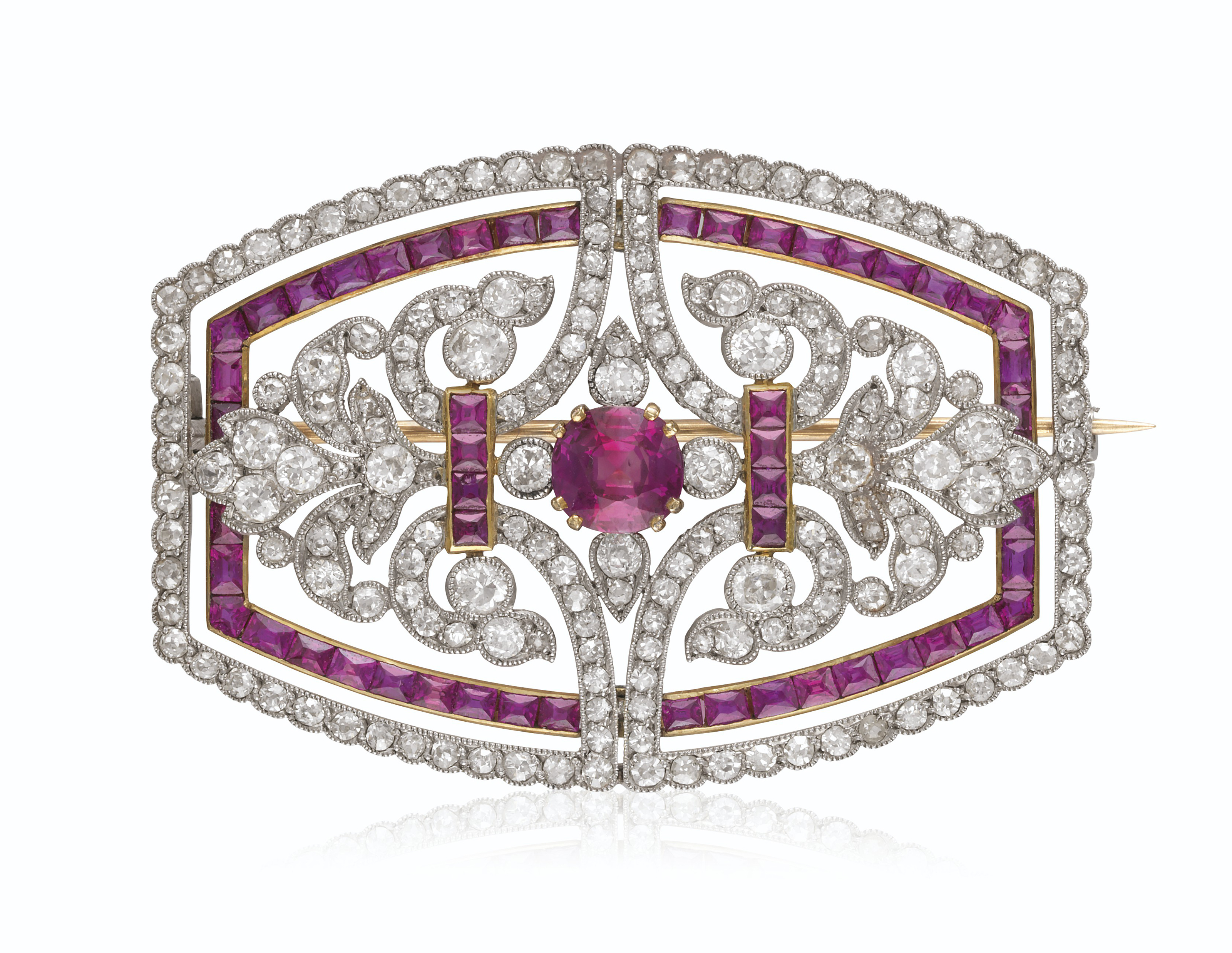 RUBY AND DIAMOND SET BROOCH, | Christie’s