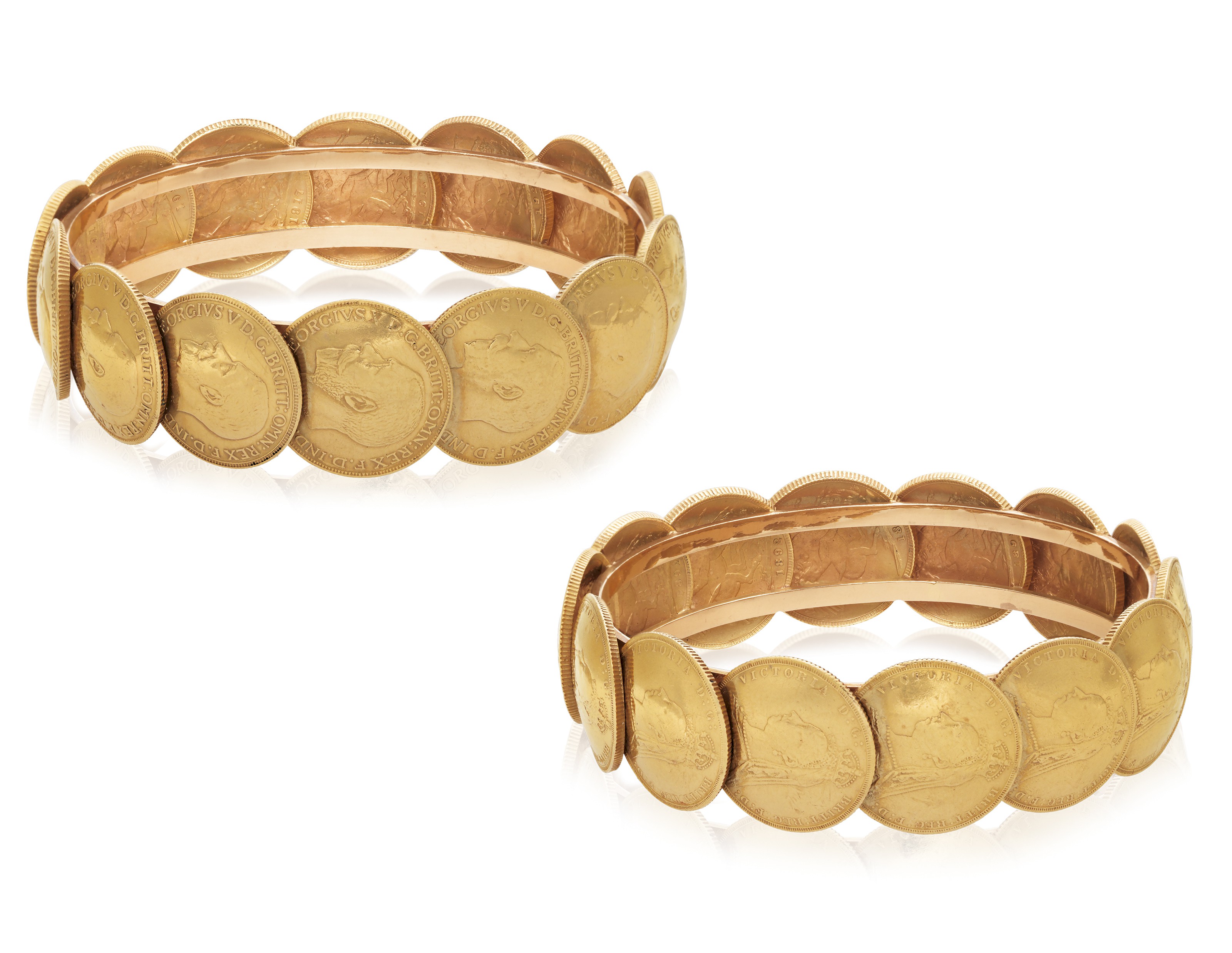 Coin bangles gold