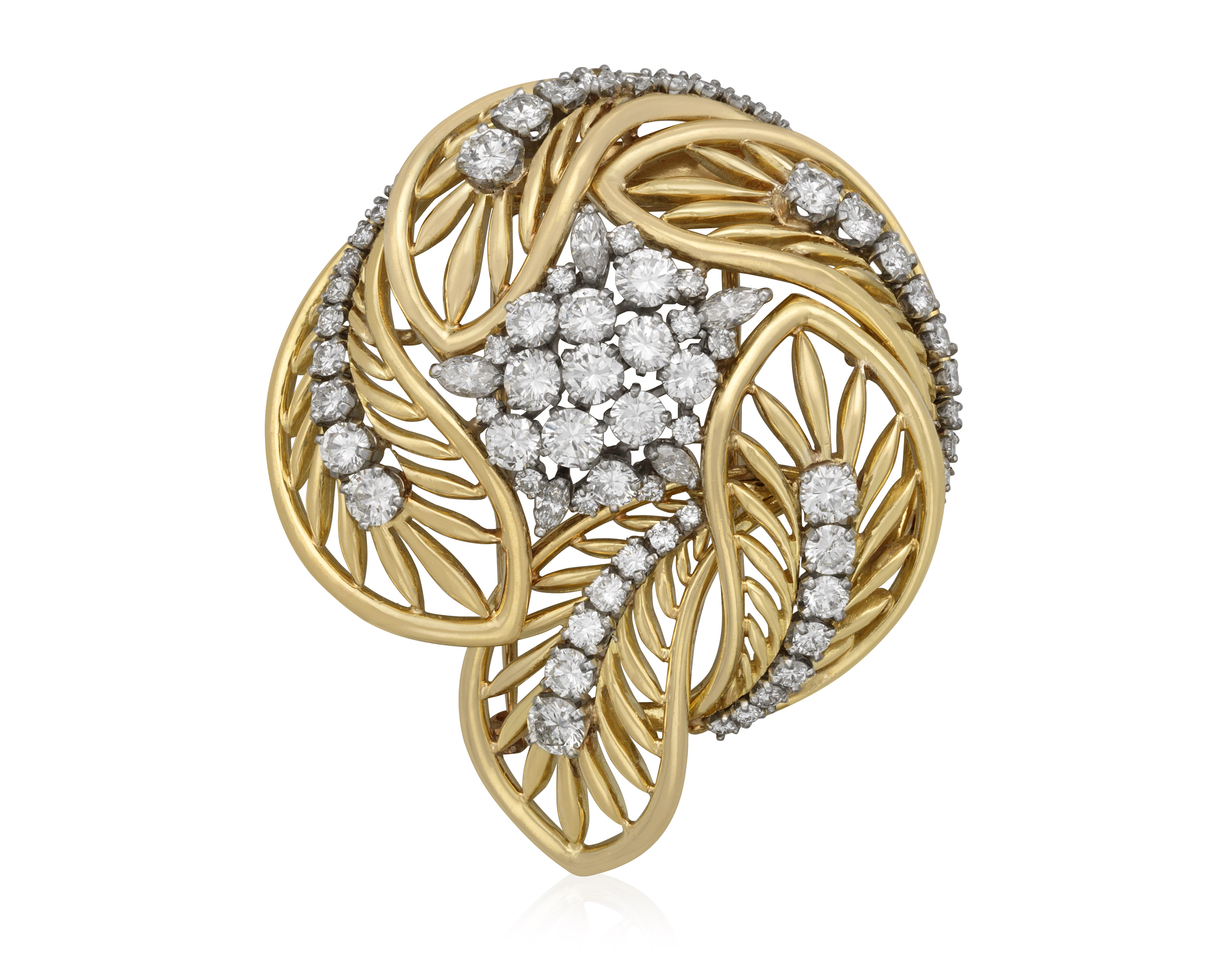 charles vaillant diamond set gold brooch