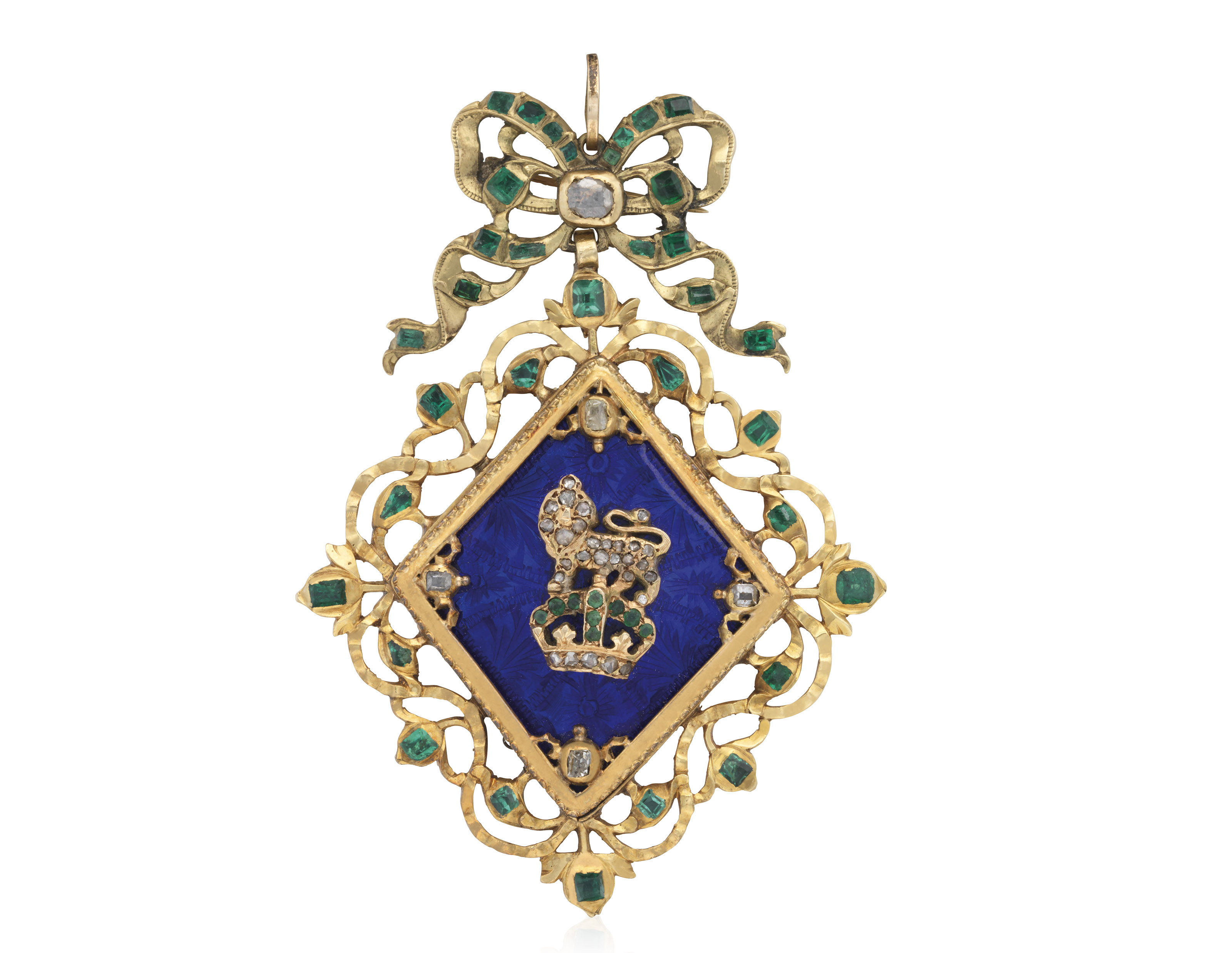 Catalog image of DIAMOND AND ENAMEL PENDANT BROOCH