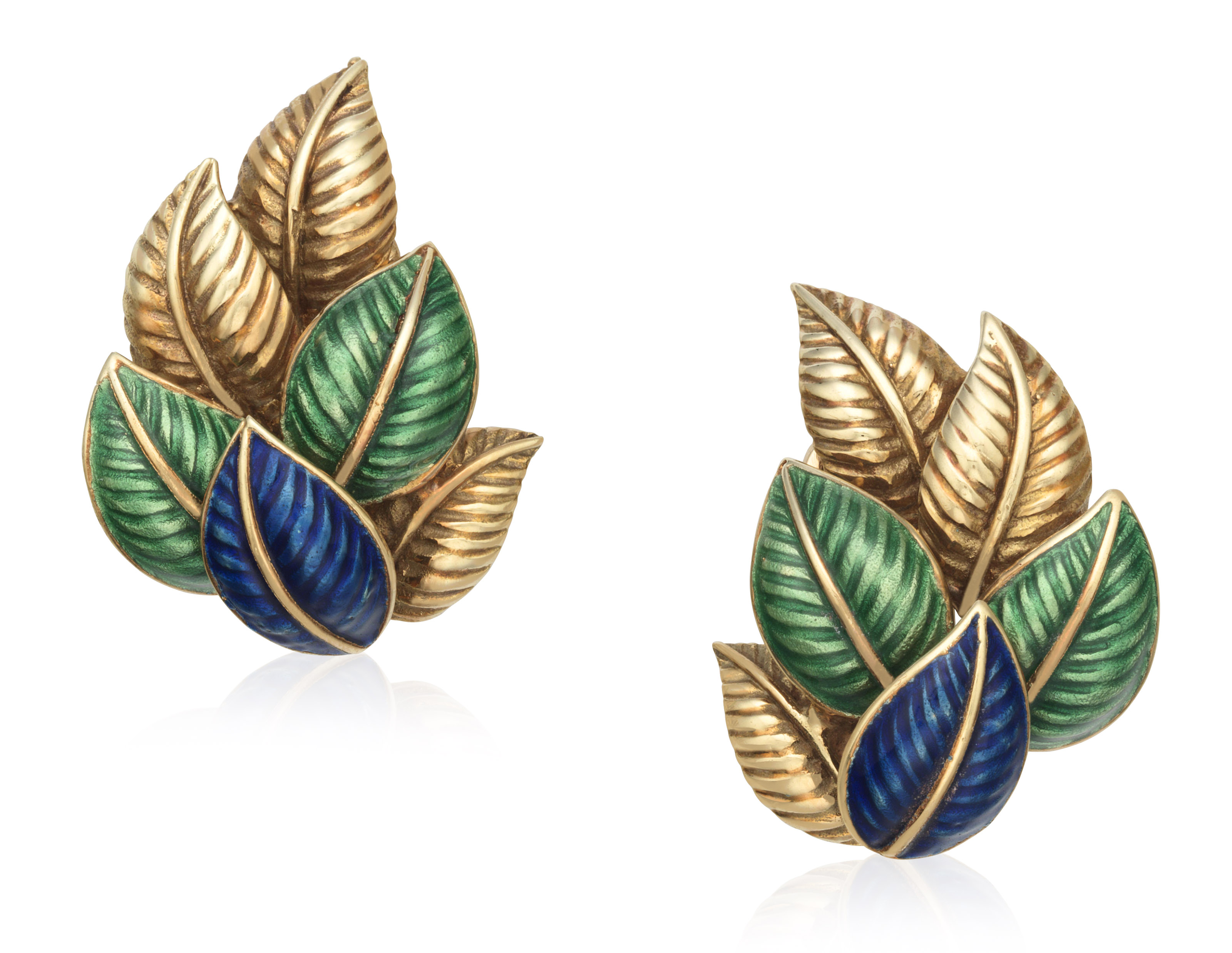 Elegant Gold Earrings with Colorful Enamel