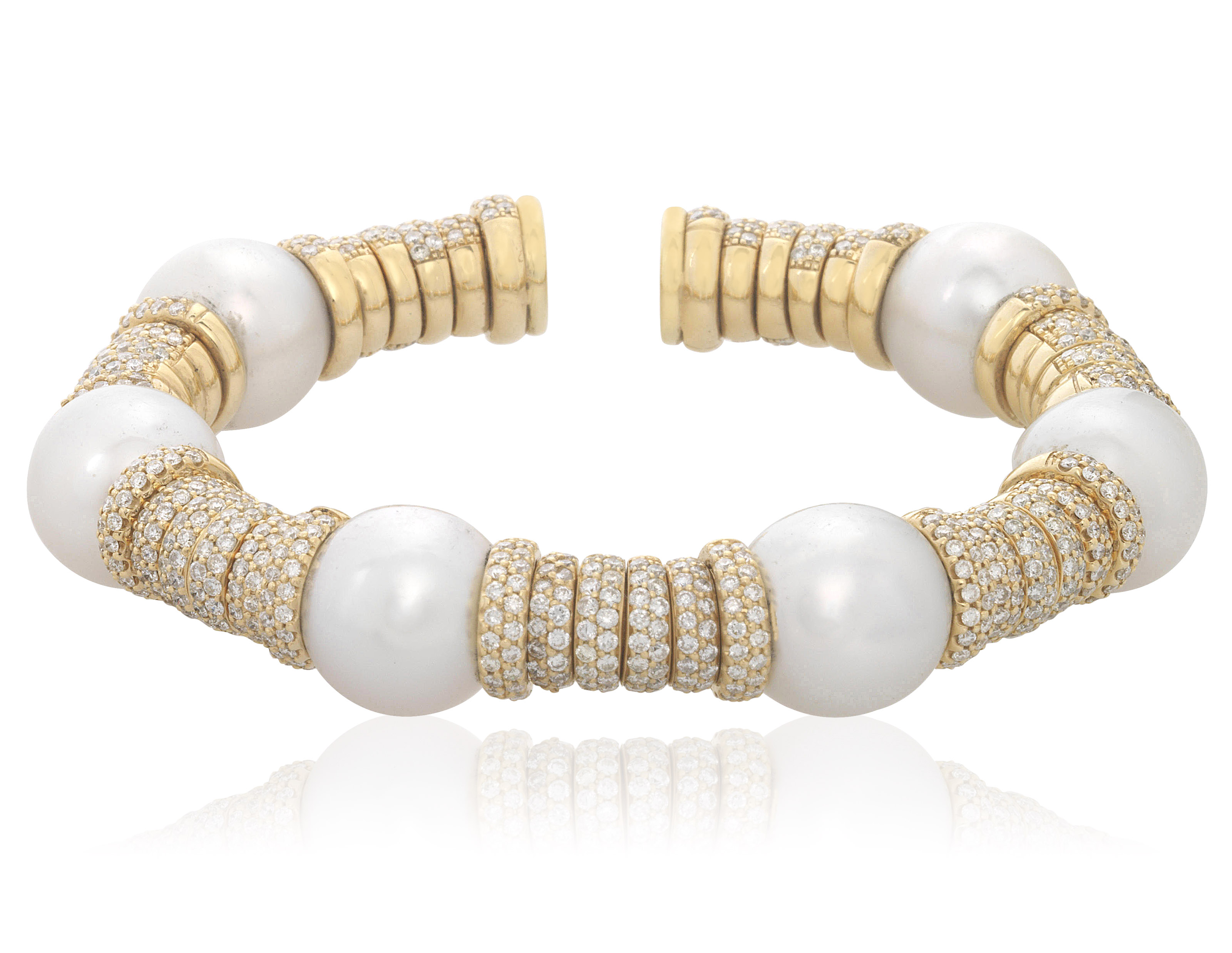 CULTURED PEARL AND DIAMOND CUFF BRACELET, Christie’s