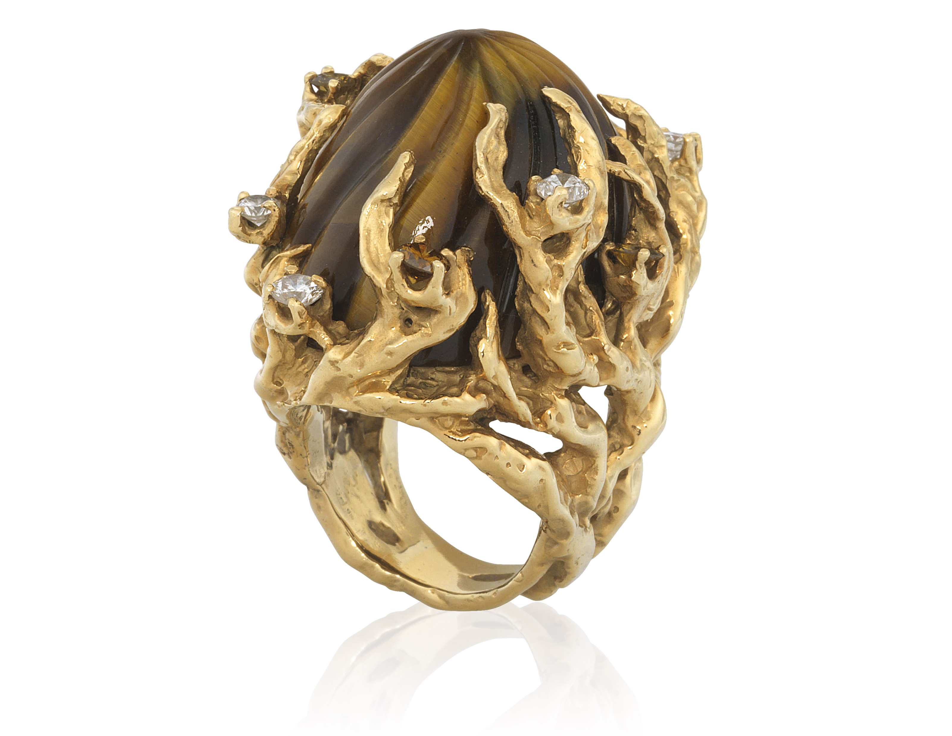 Tigers eye wedding ring top