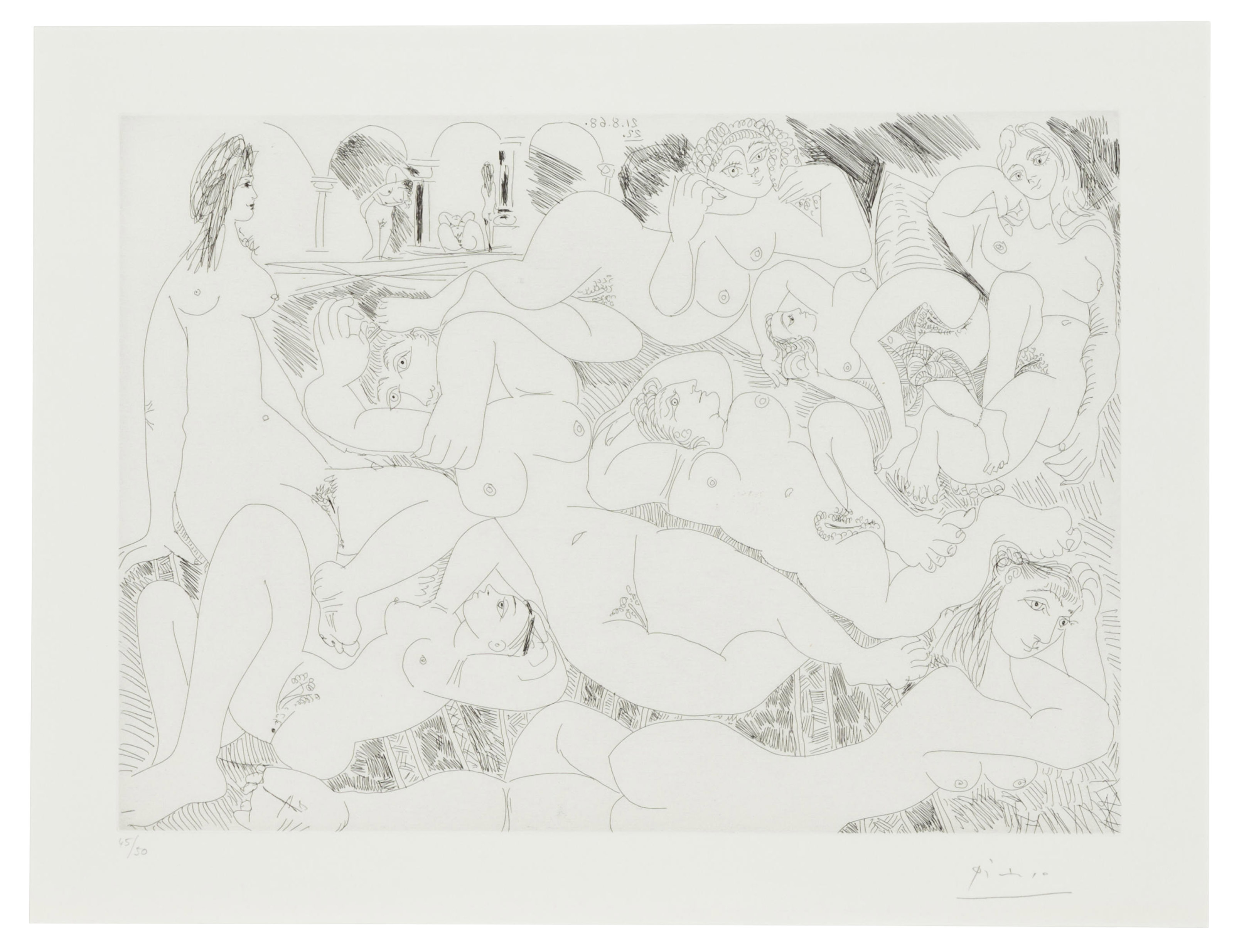 Pablo Picasso 11 1973 Clin D Oeil Au Bain Turc Femmes Prenant Le Soleil A La Piscine From Series 347 Christie S