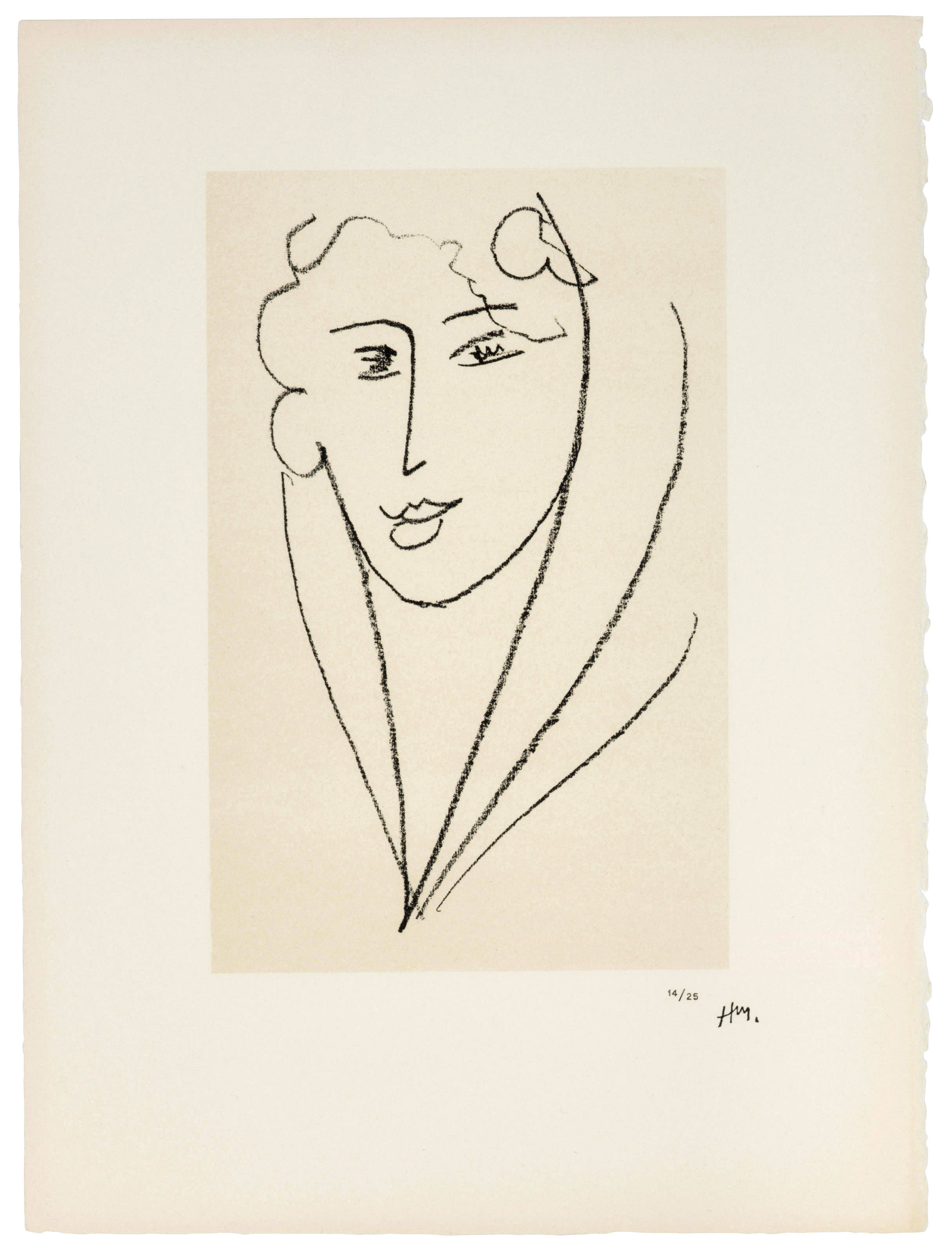 Henri Matisse、JEUNE FEMME、海外版超希少レゾネ、新品額付 HENRI MATISSE (1869-1954), Jeune femme au foulard: one print