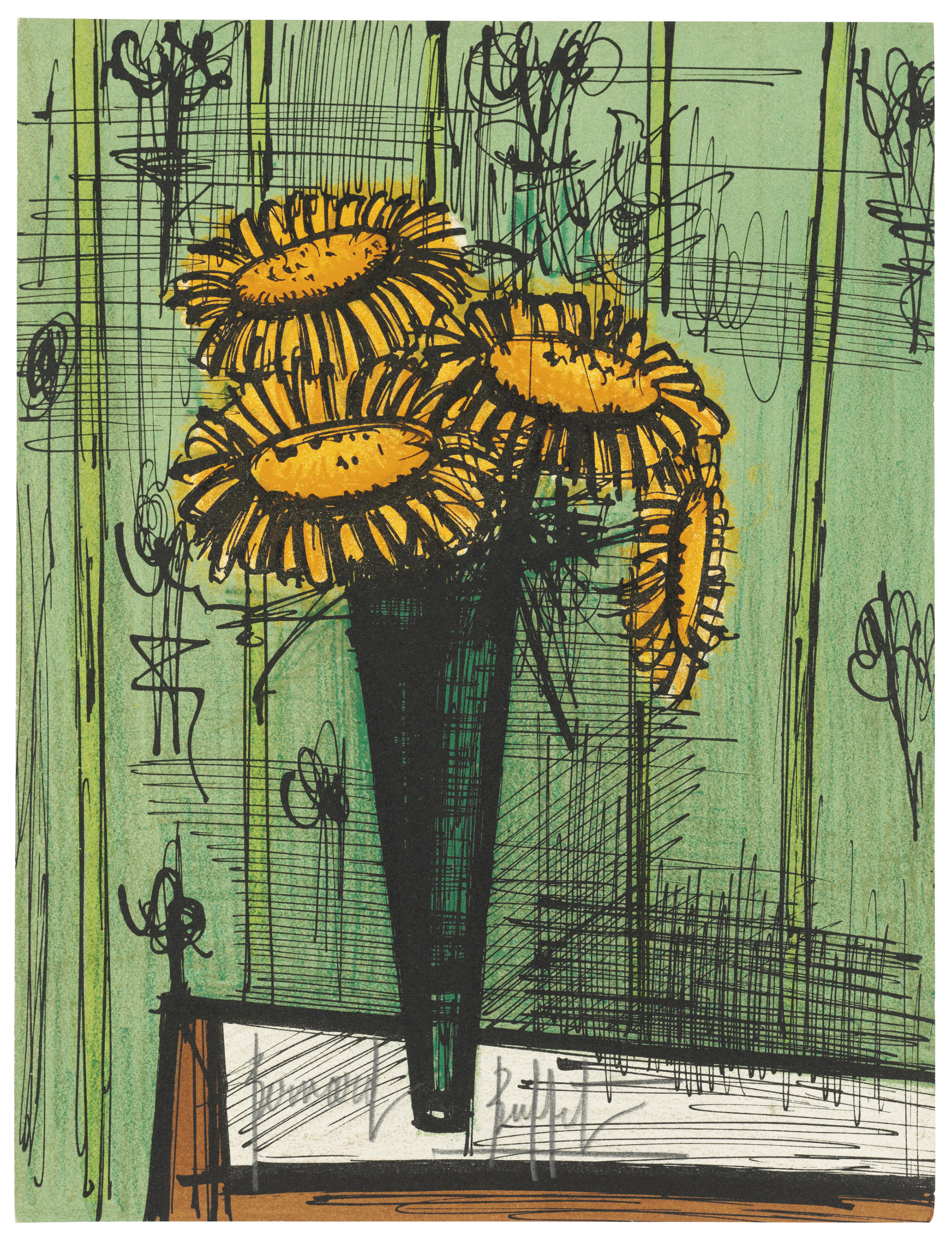 文学・小説 Bernard Buffet Lithographie Rare Original French Modernist H.C. Proof Lithograph Signed