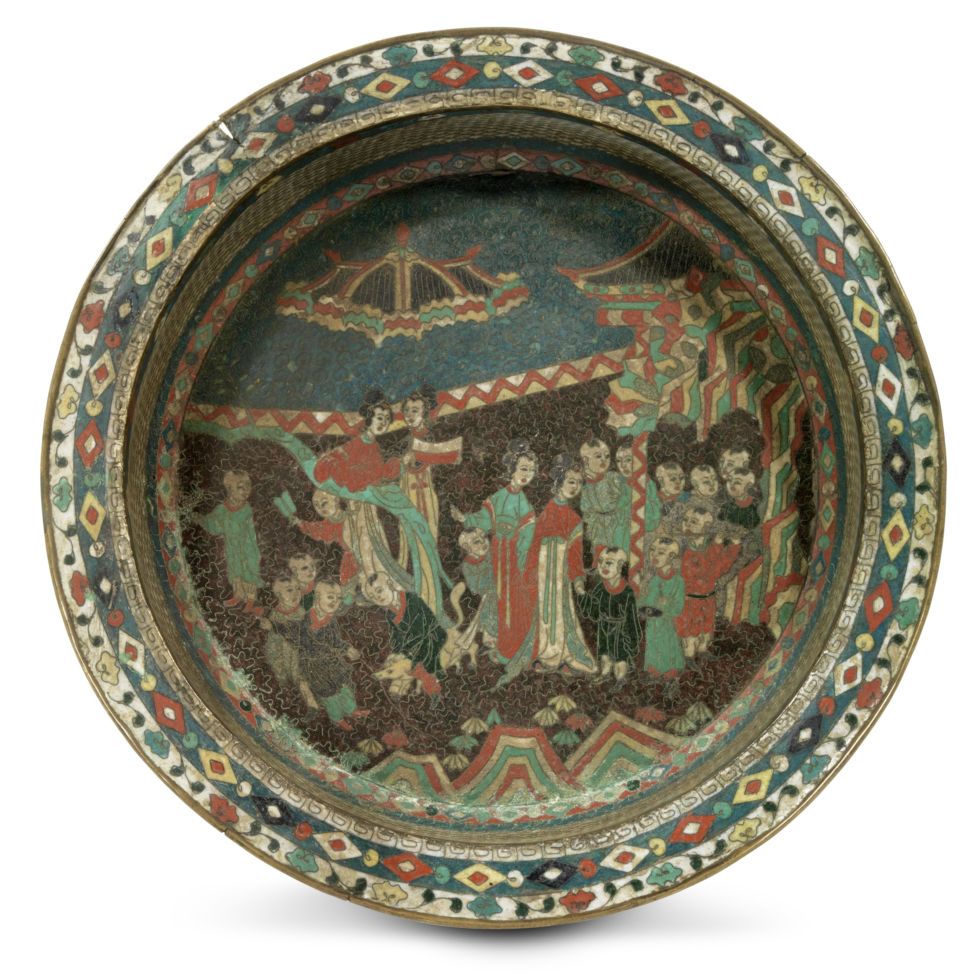 明十六/十七世纪 掐丝珐琅婴戏图折沿盘, ming dynasty, 16th-17th