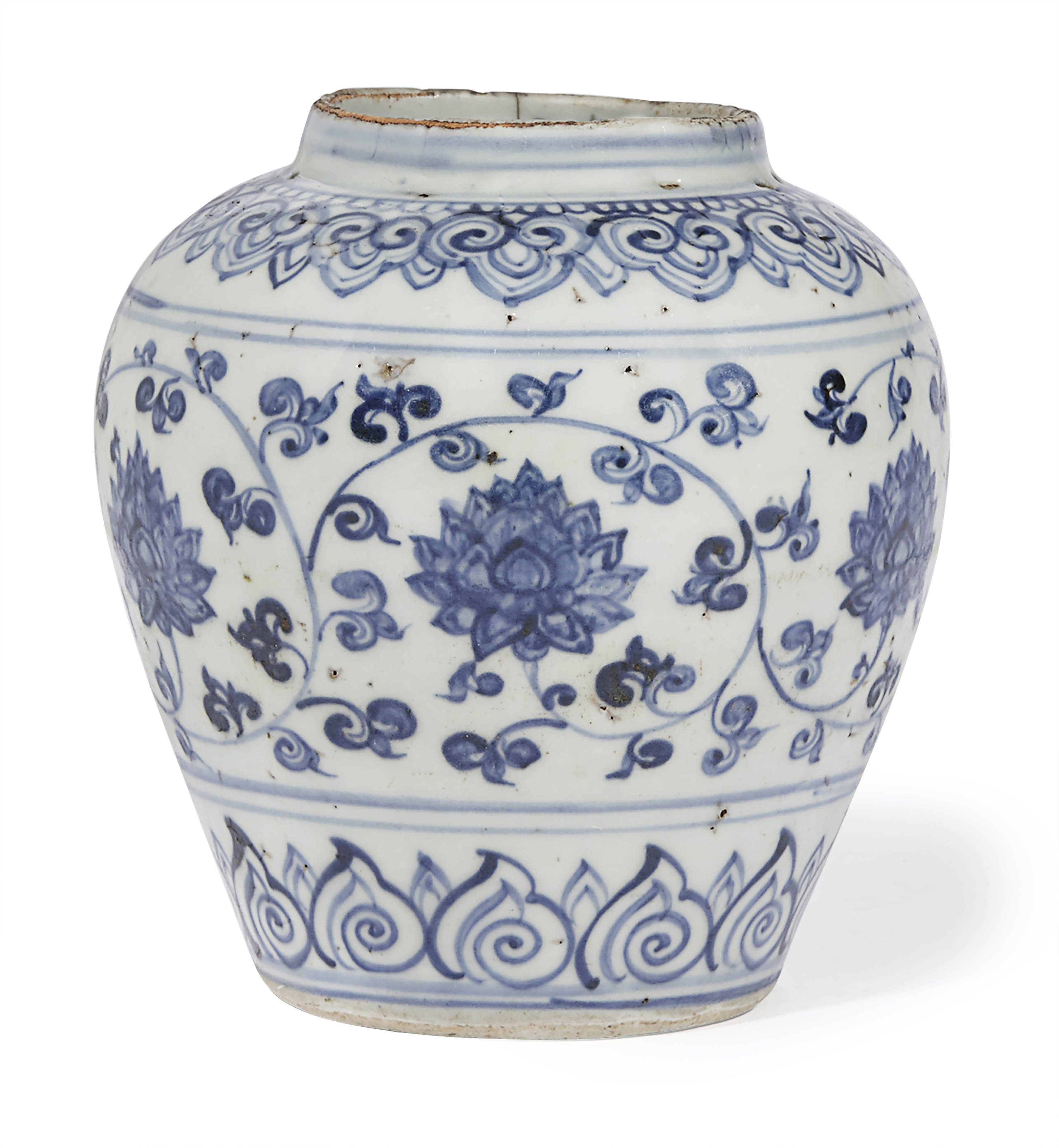 A SMALL BLUE AND WHITE 'LOTUS' JAR, MING DYNASTY (13681644) Christie’s