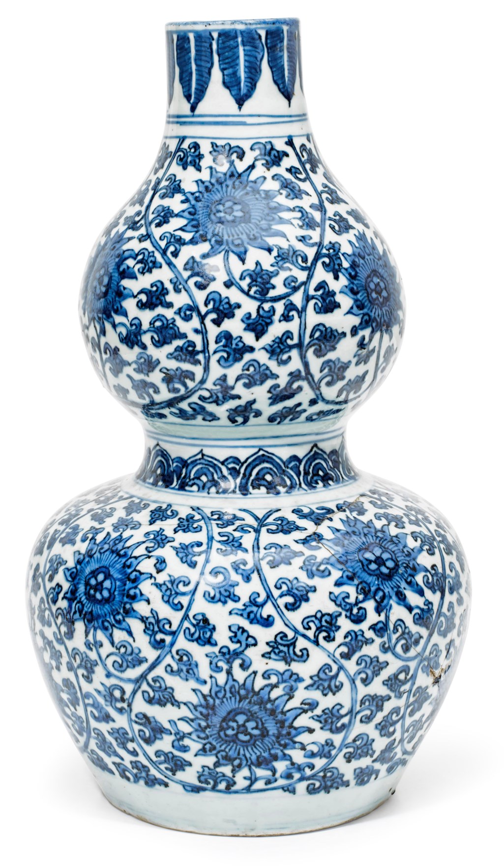 A BLUE AND WHITE DOUBLEGOURD 'LOTUS' VASE, JIAJING PERIOD (15221566