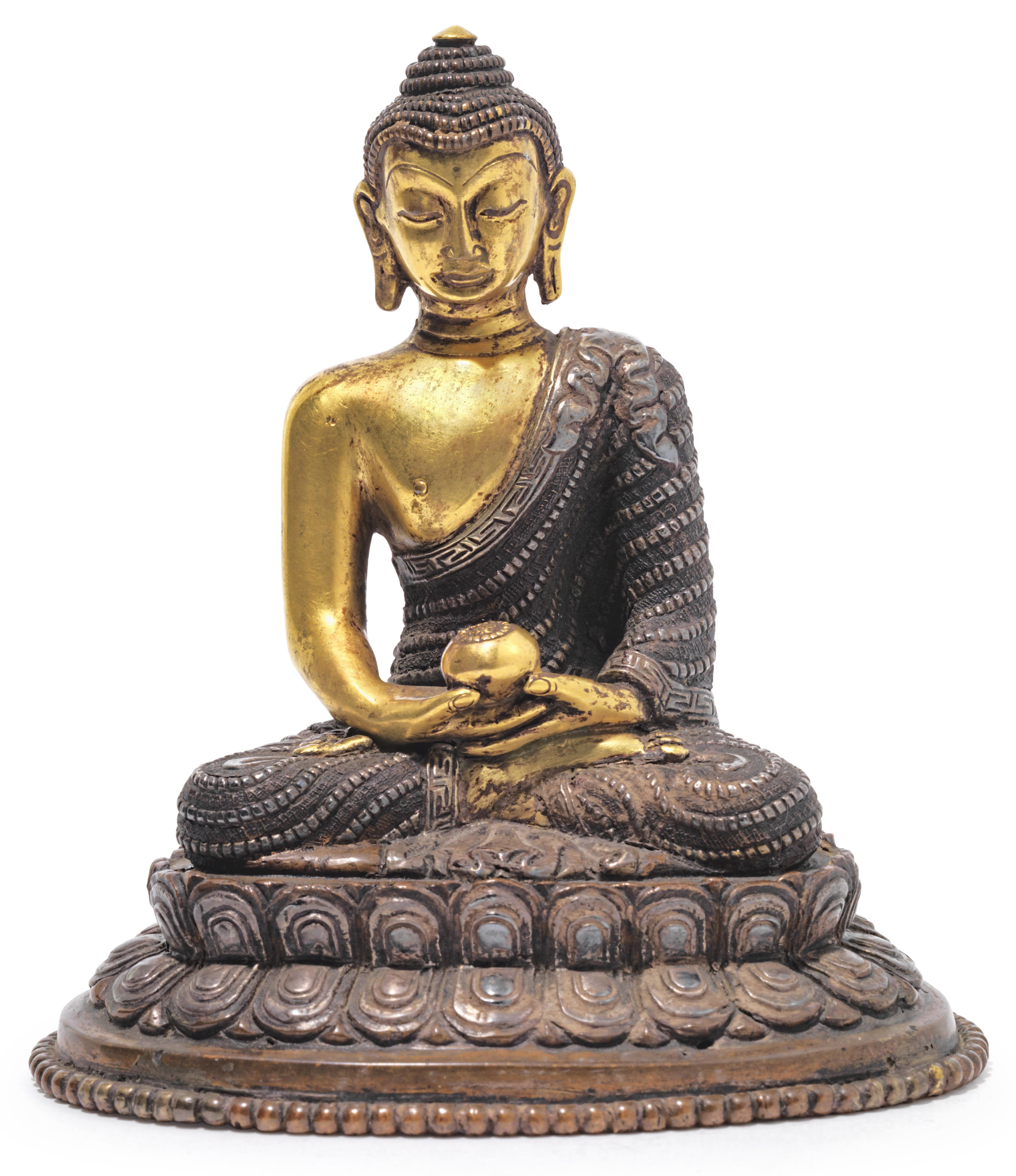 明 銅鎏金釋迦摩尼坐像 中国 古美術