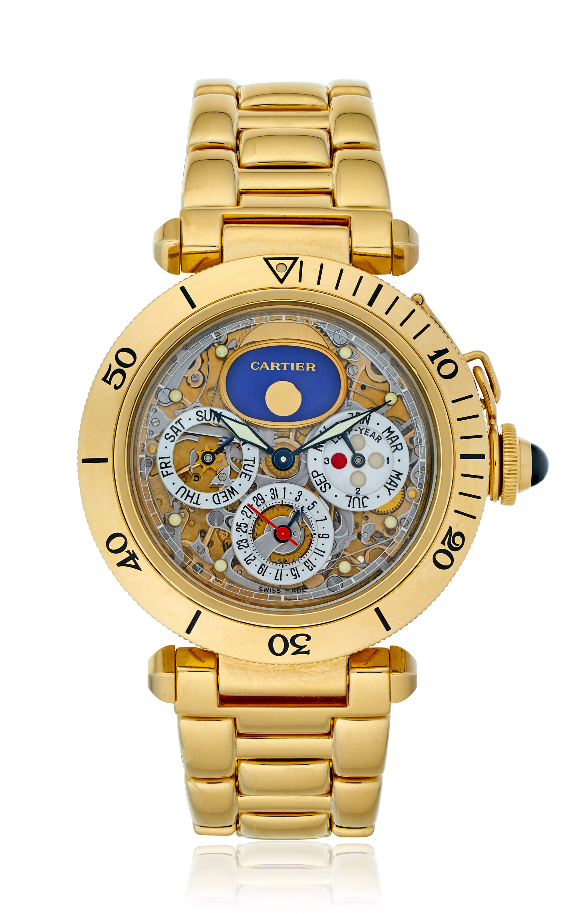CARTIER / GERALD GENTA PASHA T 1085 PERPETUAL CALENDAR TOURBILLON REF