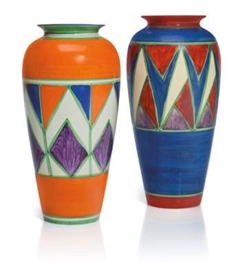 Two Clarice Cliff Vases Second Quarter 20th Century Black