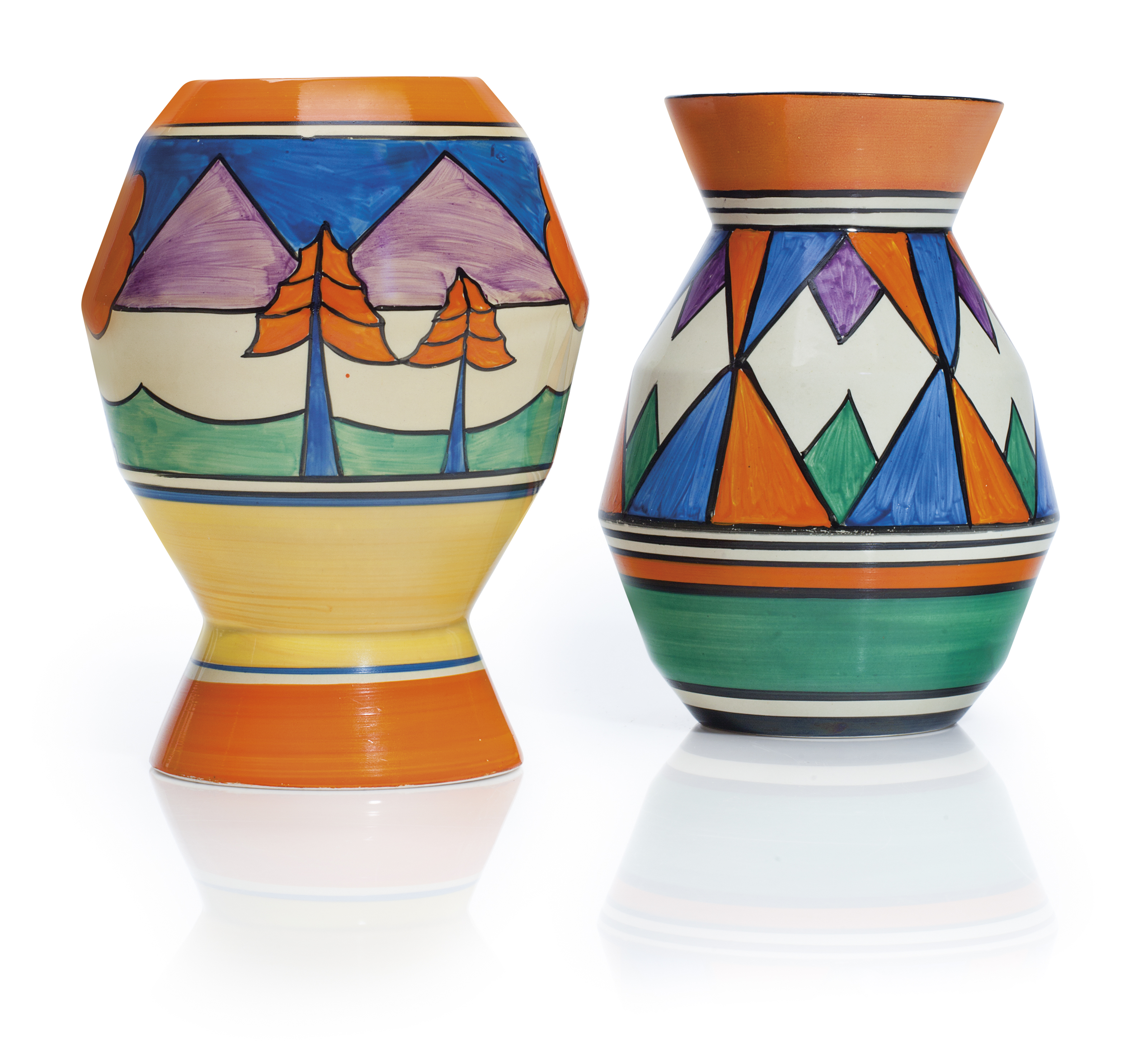 Two Clarice Cliff Vases Second Quarter 20th Century Various