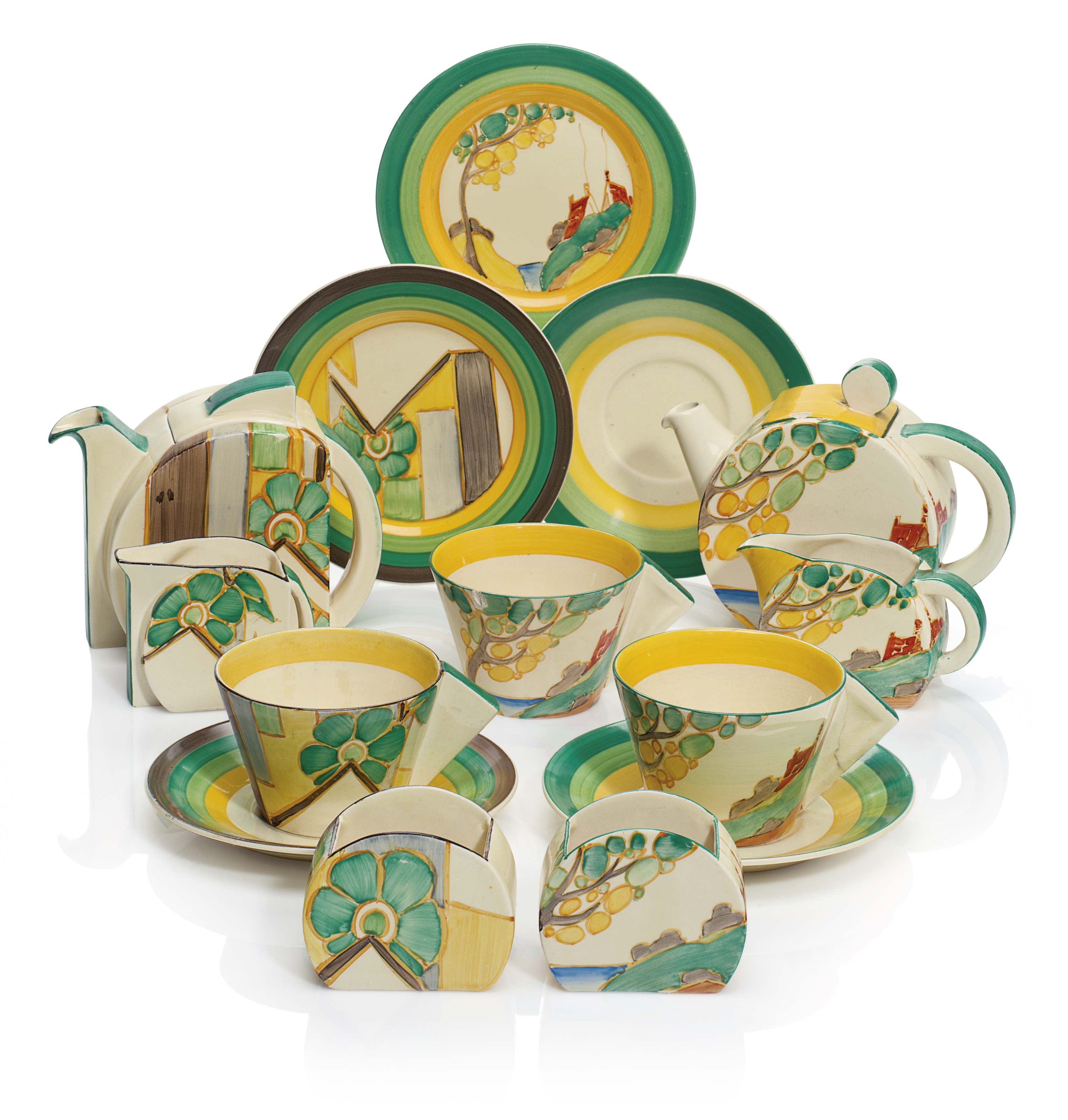 Two Clarice Cliff Tea Sets Second Quarter 20th Century Various Black Printed Script And Impressed Marks Christie S