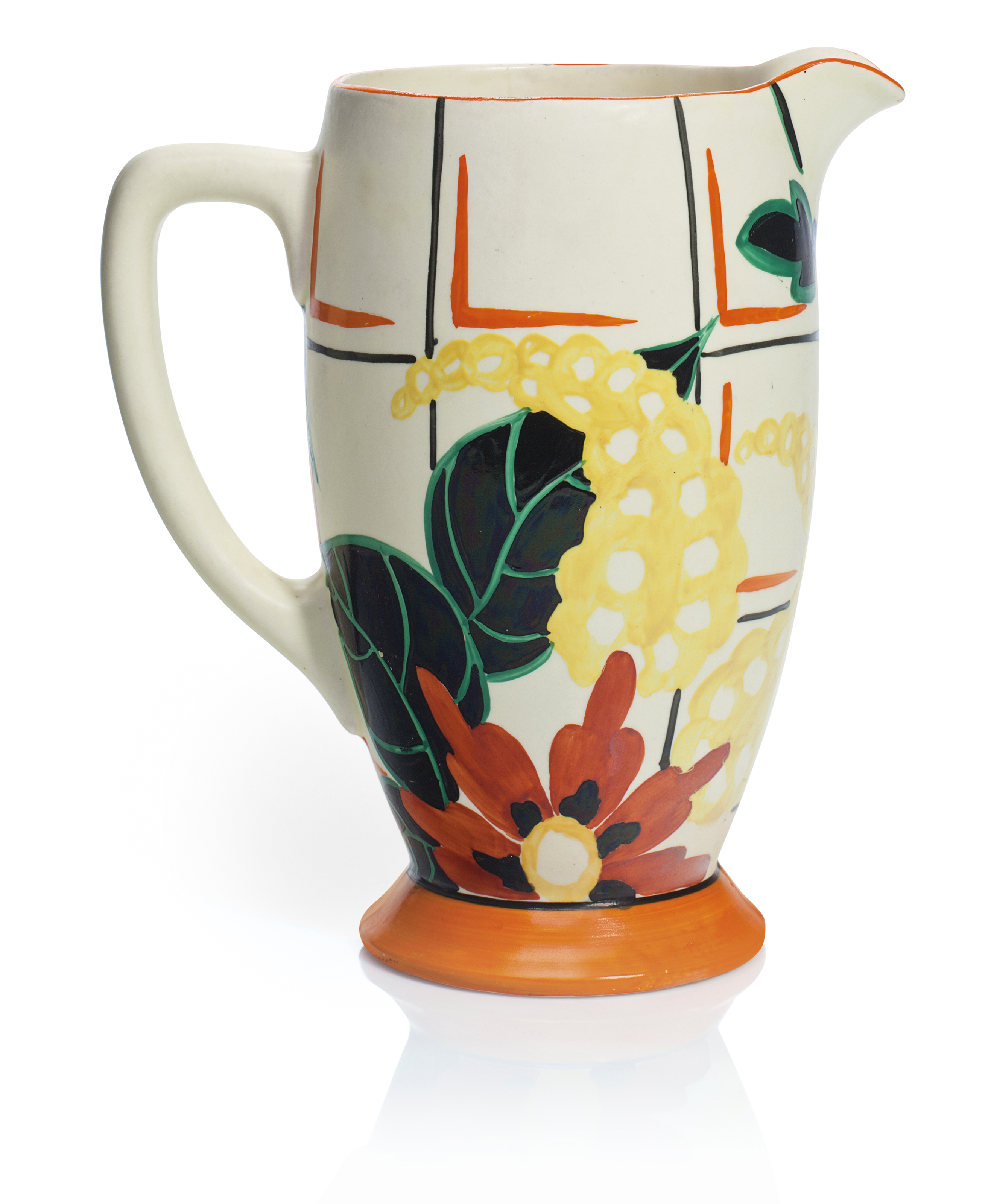 THREE CLARICE CLIFF PITCHERS, SECOND QUARTER 20TH CENTURY, VARIOUS