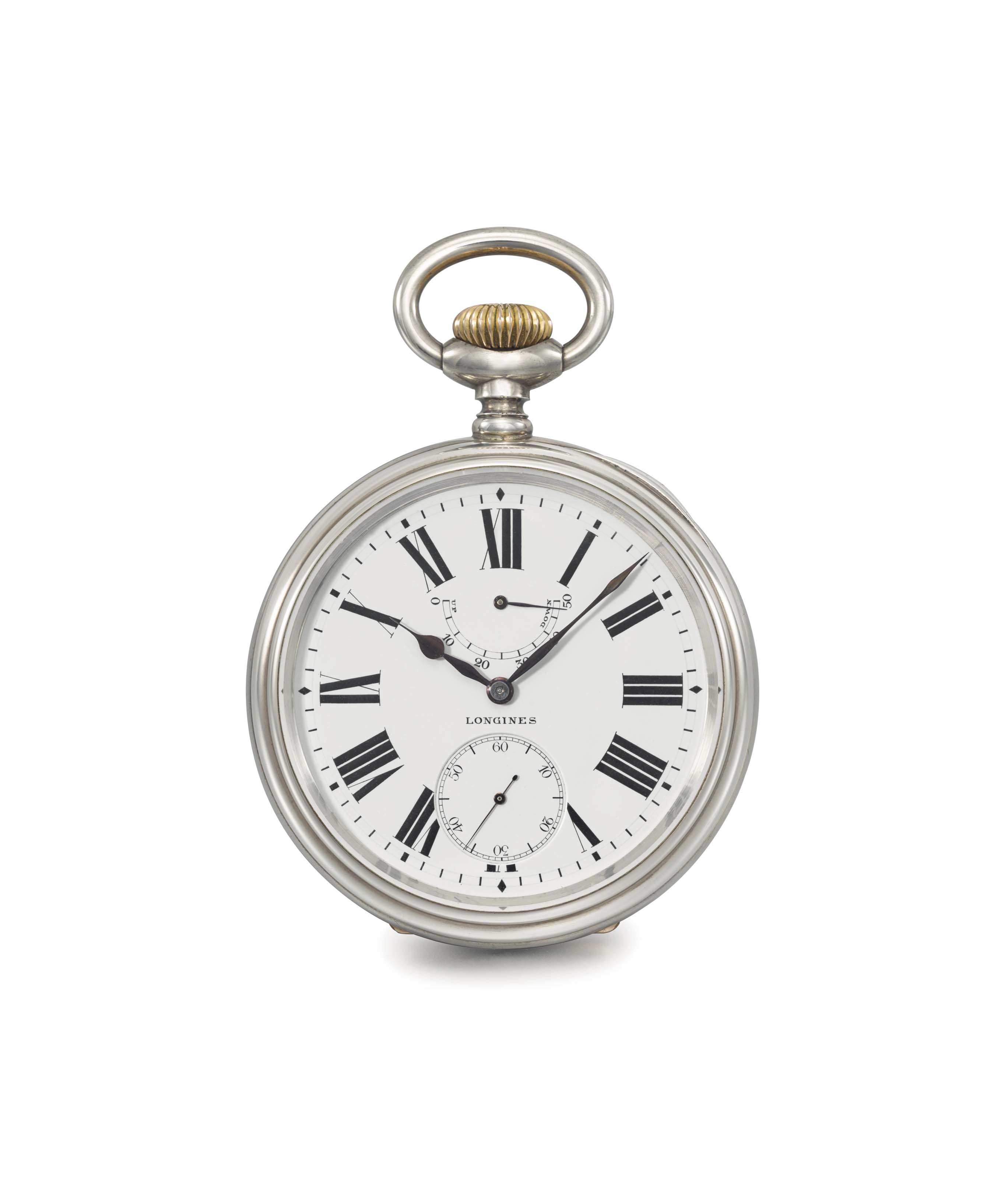 Longines, A fine and very rare silver keyless lever two ...