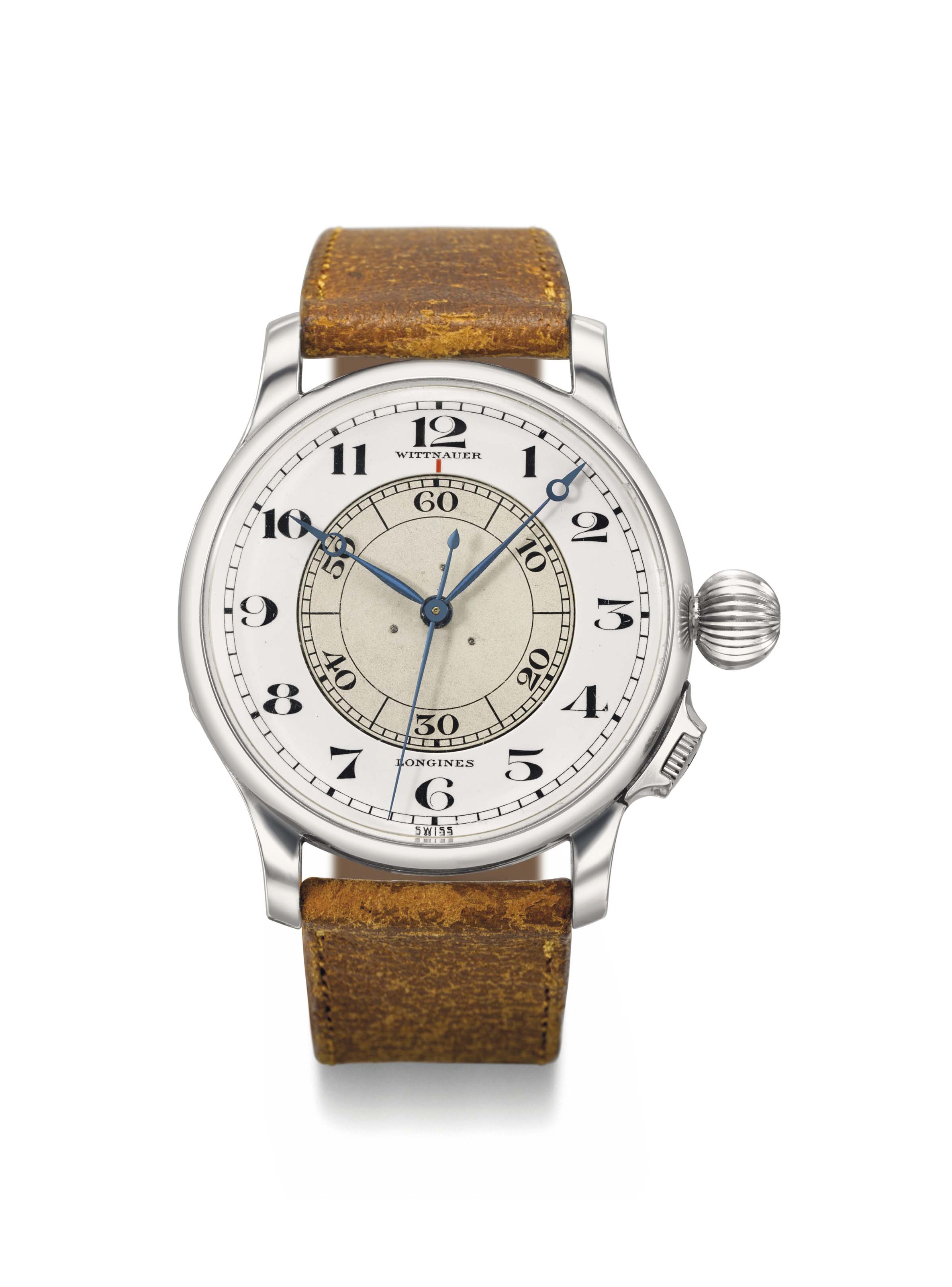 Longines A Rare And Unusual Oversized Stainless Steel Pilot S Wristwatch With Sweep Centre Seconds And Weems Second Setting System Signed Longines Wittnauer Weems Model Ref 4356 Movement No 7 298 483 Case No