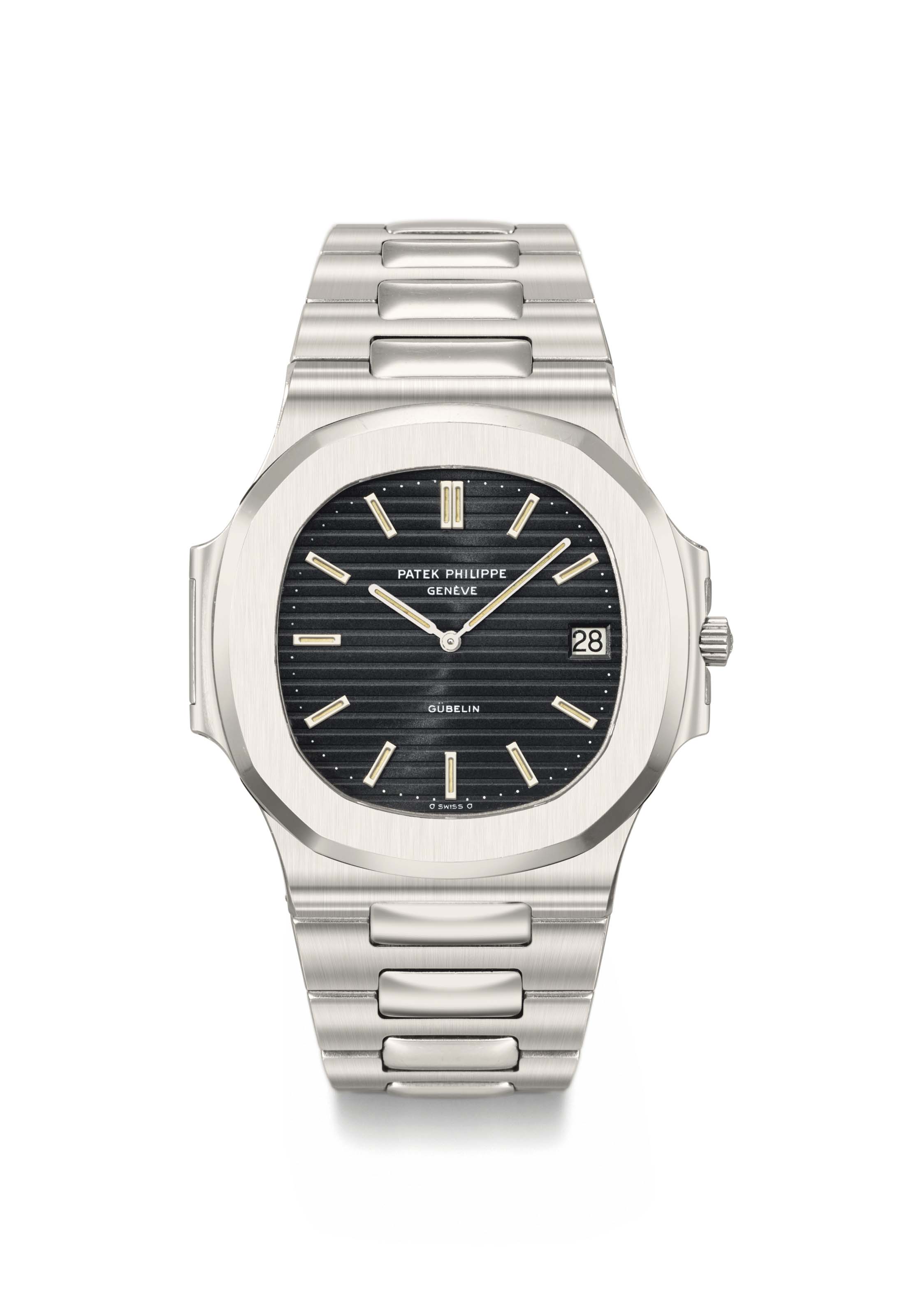 Patek Philippe A Very Fine And Important Stainless Steel Automatic Wristwatch With Pre Nautilus Period Caliber 28 255 C Movement Date And Bracelet Signed Patek Philippe Geneve Retailed By Gubelin Nautilus Model Ref